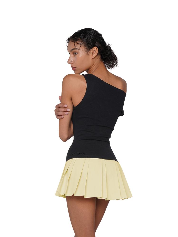SweetChilling Sexy Sleeveless Bodycon Off-Shoulder Color-Block Knit Dress