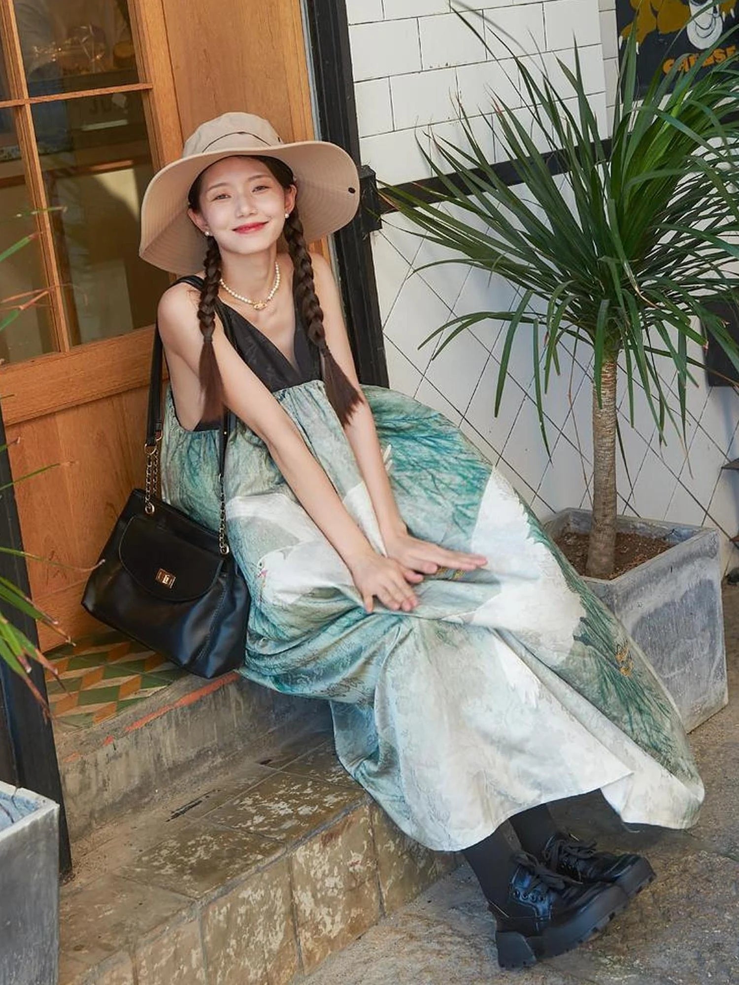 Shadow Blossom Ethnic Chic Vacation Dress