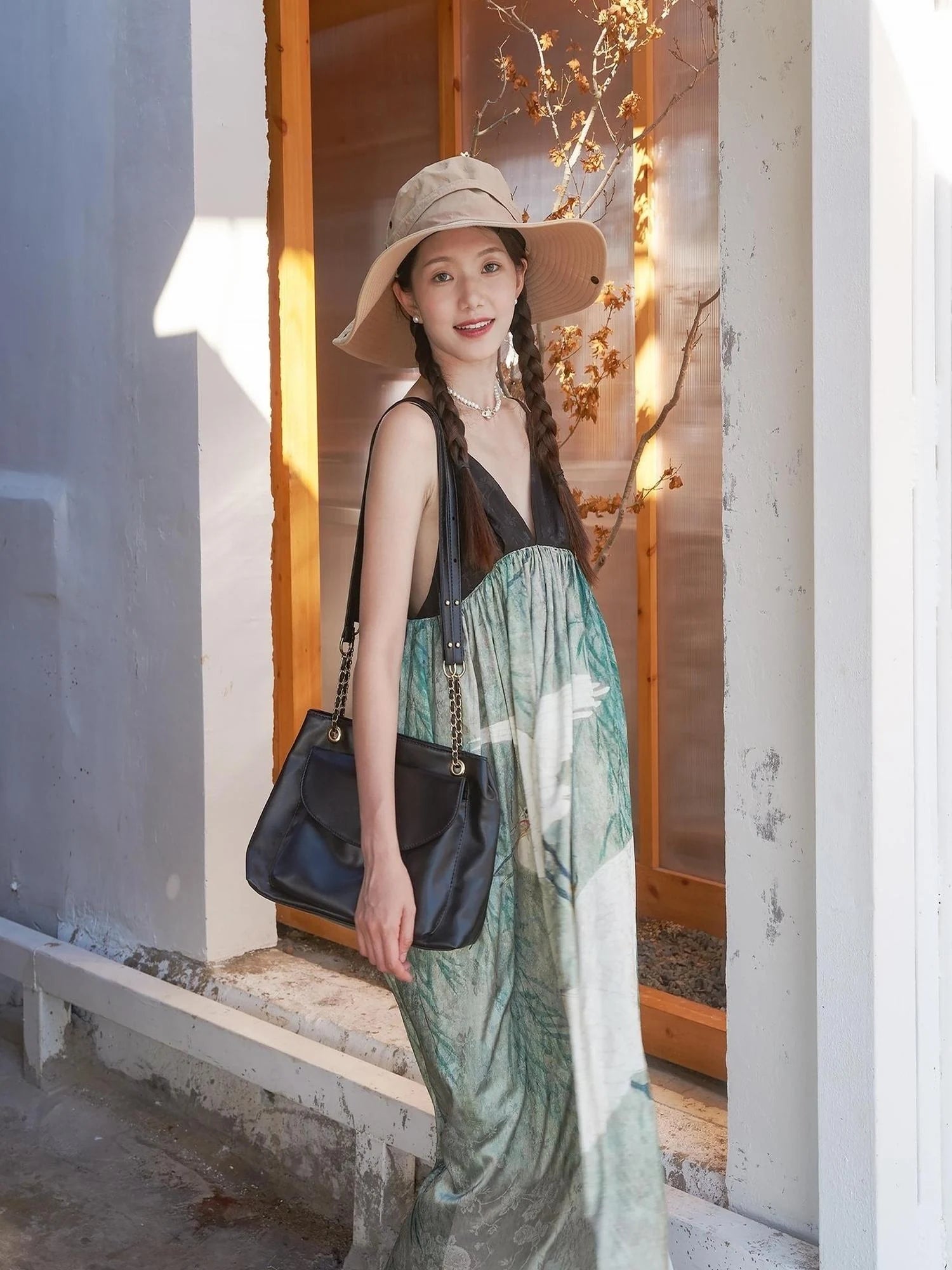 Shadow Blossom Ethnic Chic Vacation Dress