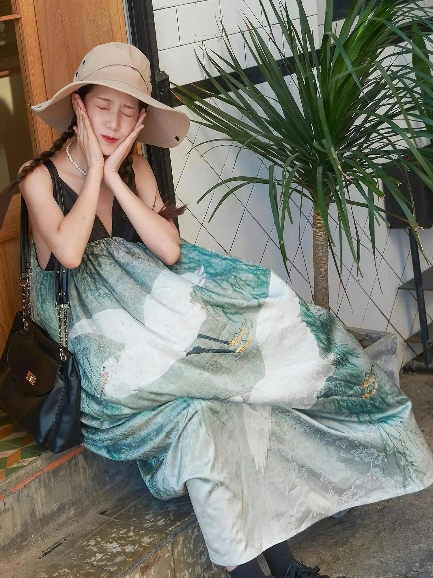 Shadow Blossom Ethnic Chic Vacation Dress