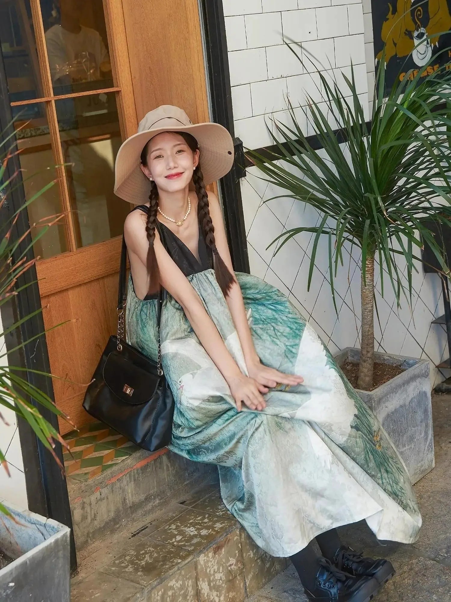 Shadow Blossom Ethnic Chic Vacation Dress