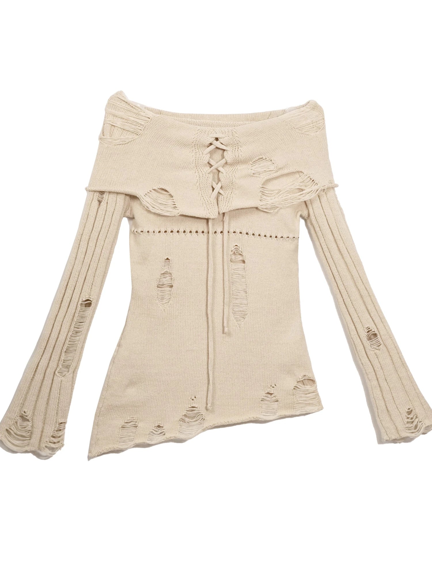 Smoke Rain Resistant Two Tone Distressed Turtleneck Sweater