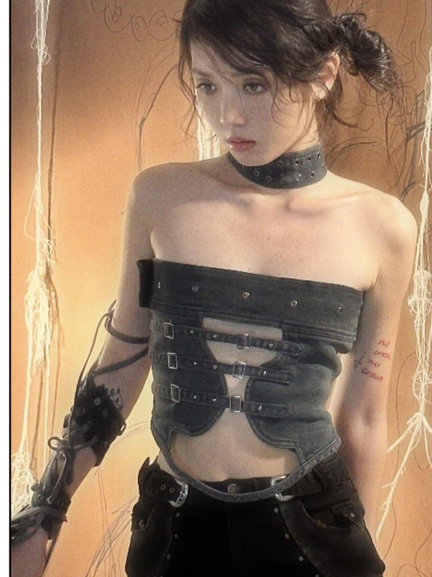 Shaped Washed Denim Tube Top