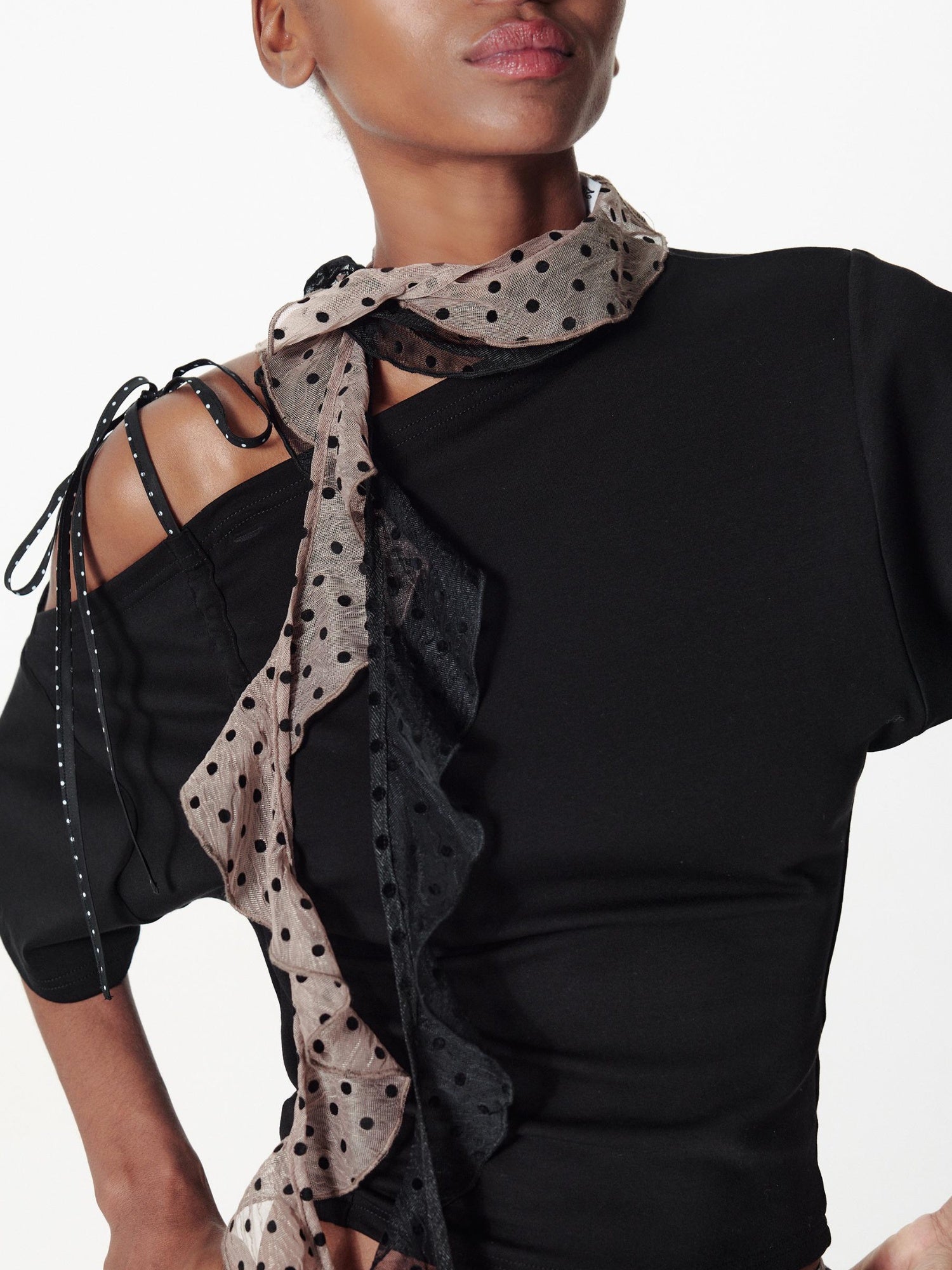 2th Desire Sheer Flocked Vintage Polka Dot Scarf Summer Chiffon Shawl