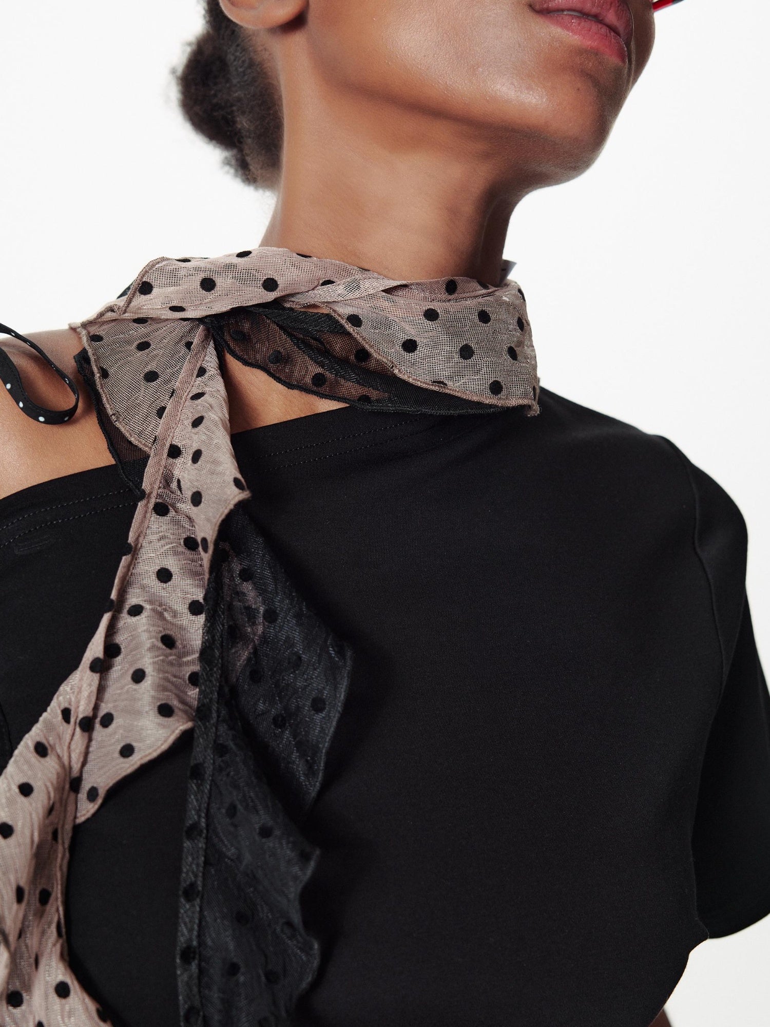 2th Desire Sheer Flocked Vintage Polka Dot Scarf Summer Chiffon Shawl