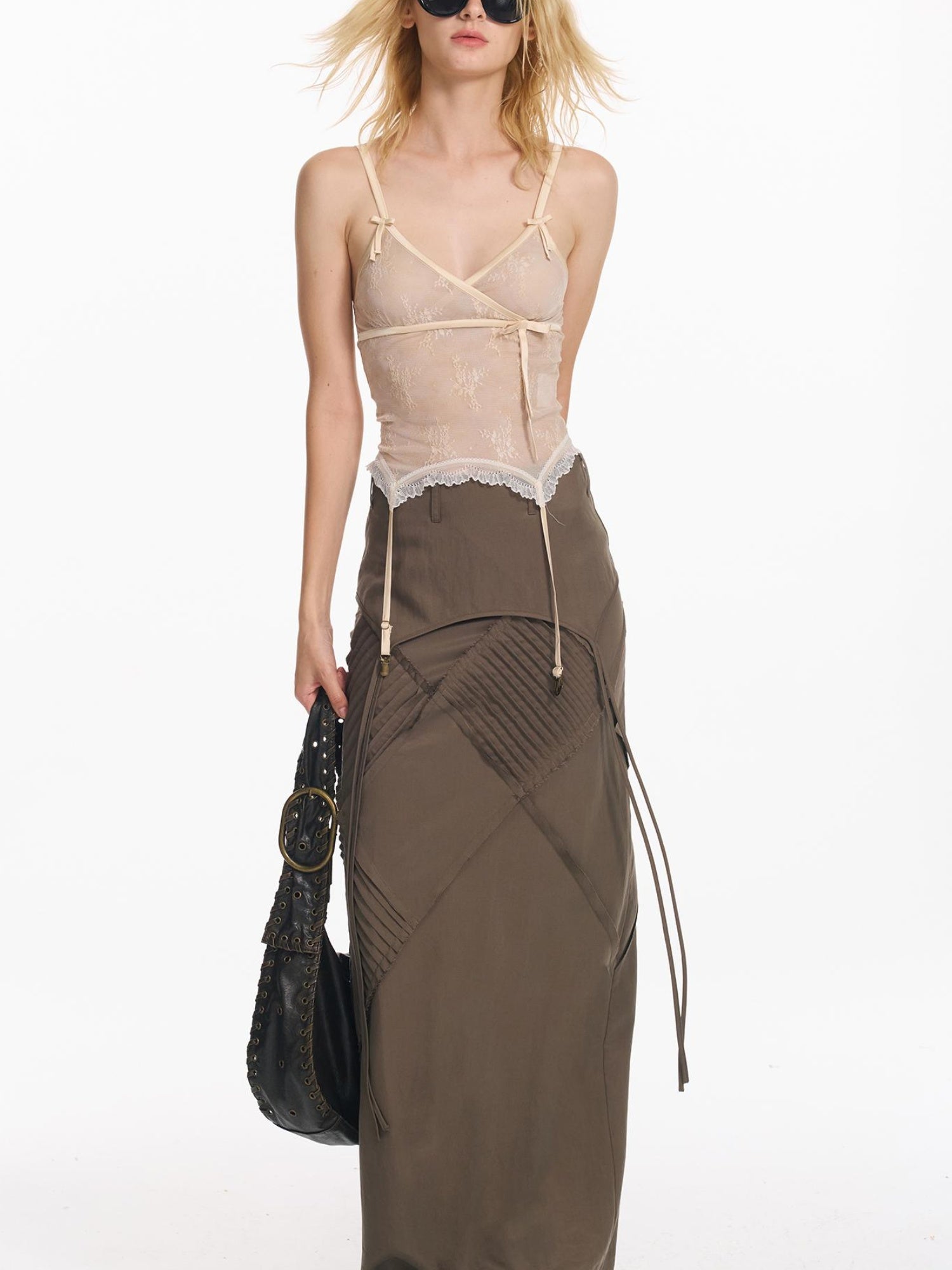 2th Desire Sheer Lace Bow Mesh Camisole Top