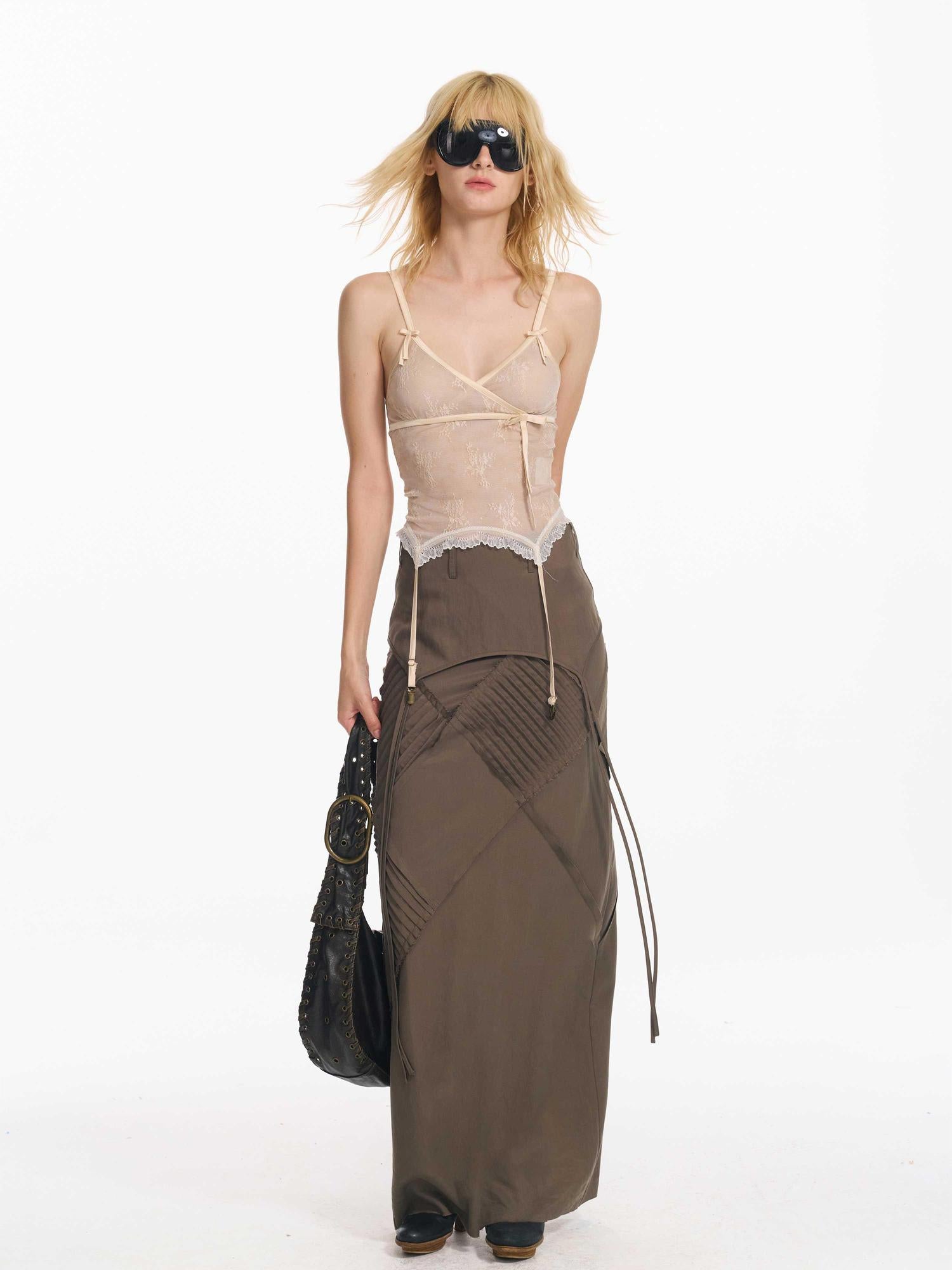 2th Desire Sheer Lace Bow Mesh Camisole Top