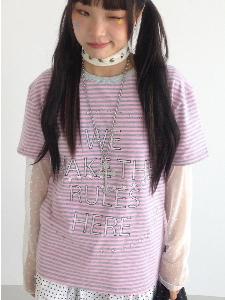atrandom Sheer Lace Love Mesh Lightweight Layering Top
