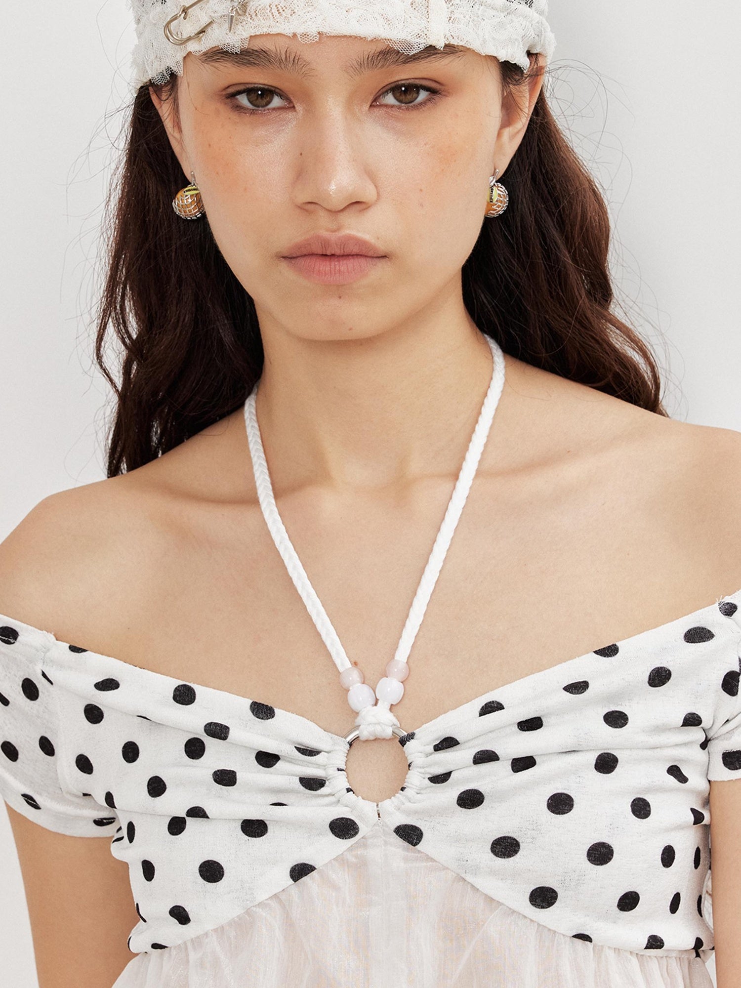 2th Desire Sheer Leopard Print Off-Shoulder Beaded Crop Top