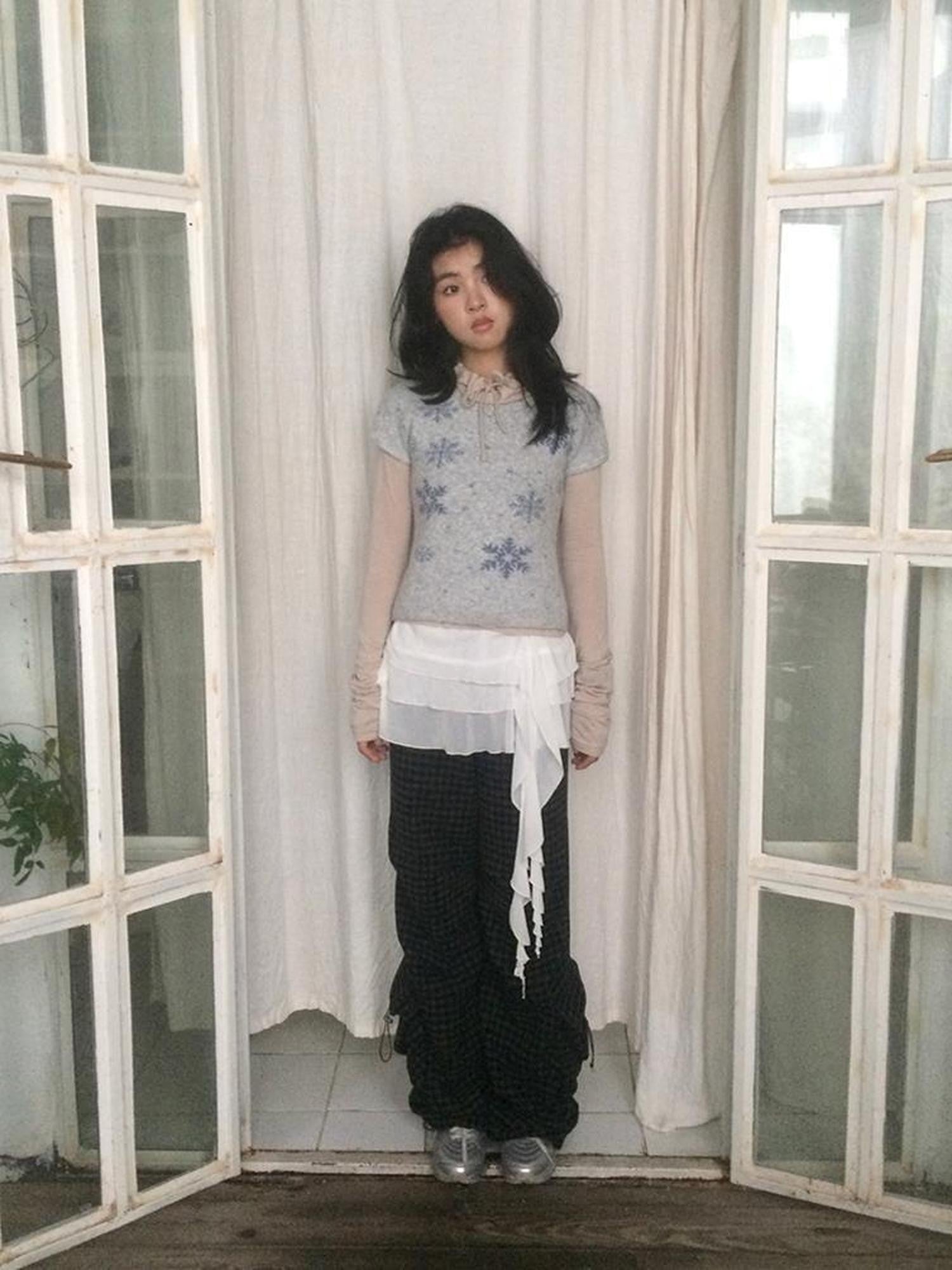 SicAstra Black Grey Mini Check Pocket Hem Drawstring Women&