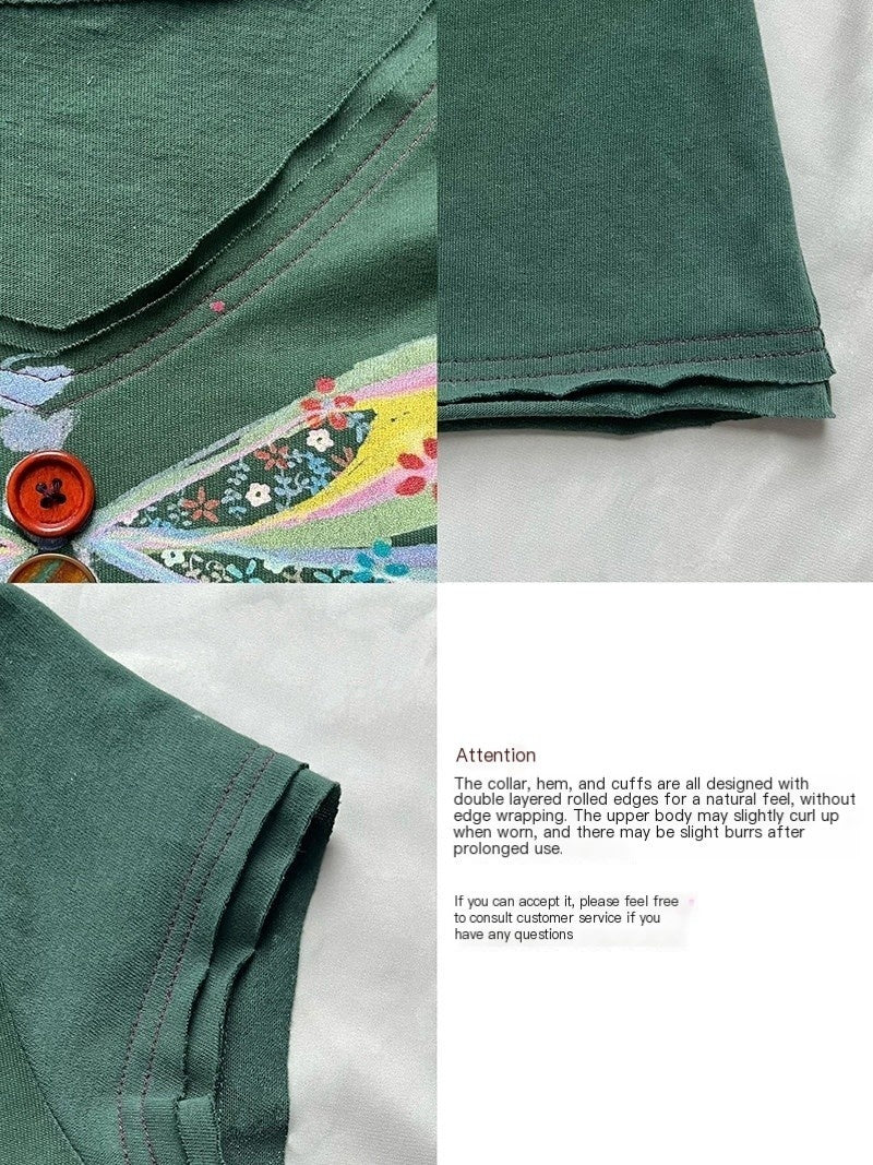 SicAstra_Hand_Painted_Dragonfly_V-neck_Double_Layer_Women&
