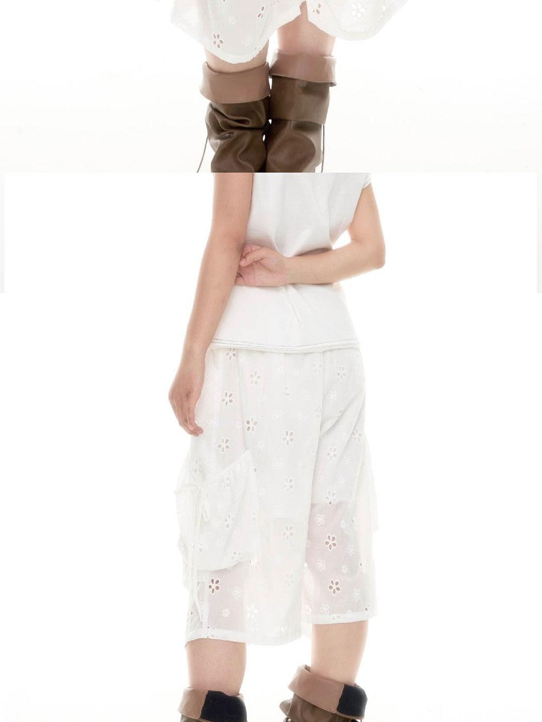 SicAstra Openwork Embroidered Pleated Drawstring Loose Women&
