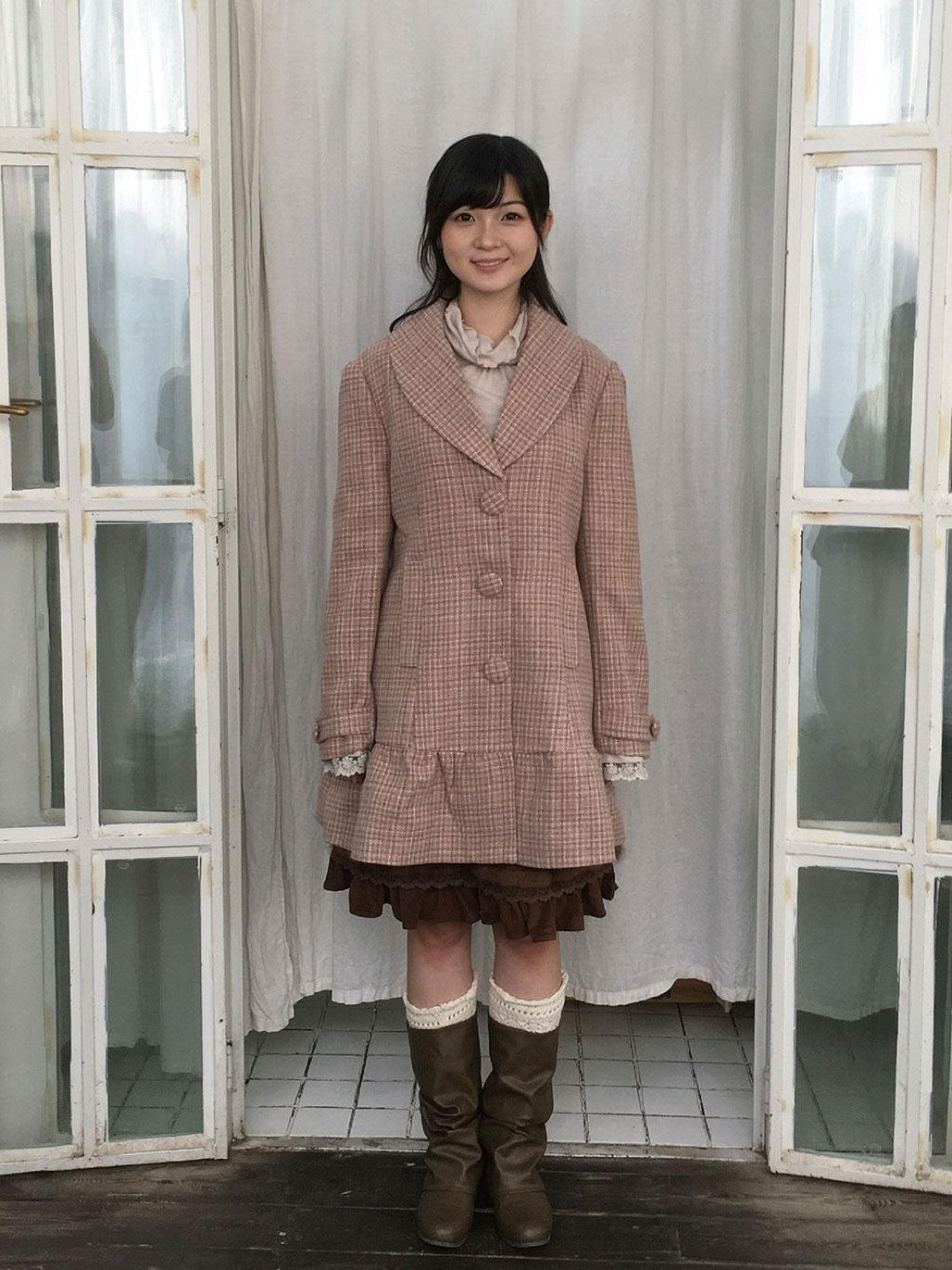 SicAstra Vintage Collegiate Plaid Blazer Collar Sweet Women&