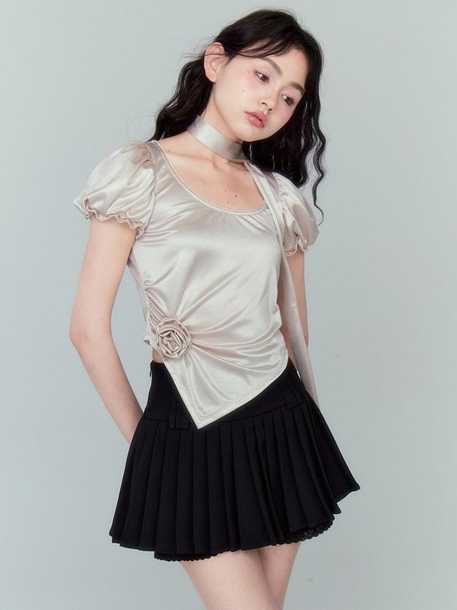 DIDDI MODA Silky Bloom Sleeve Top