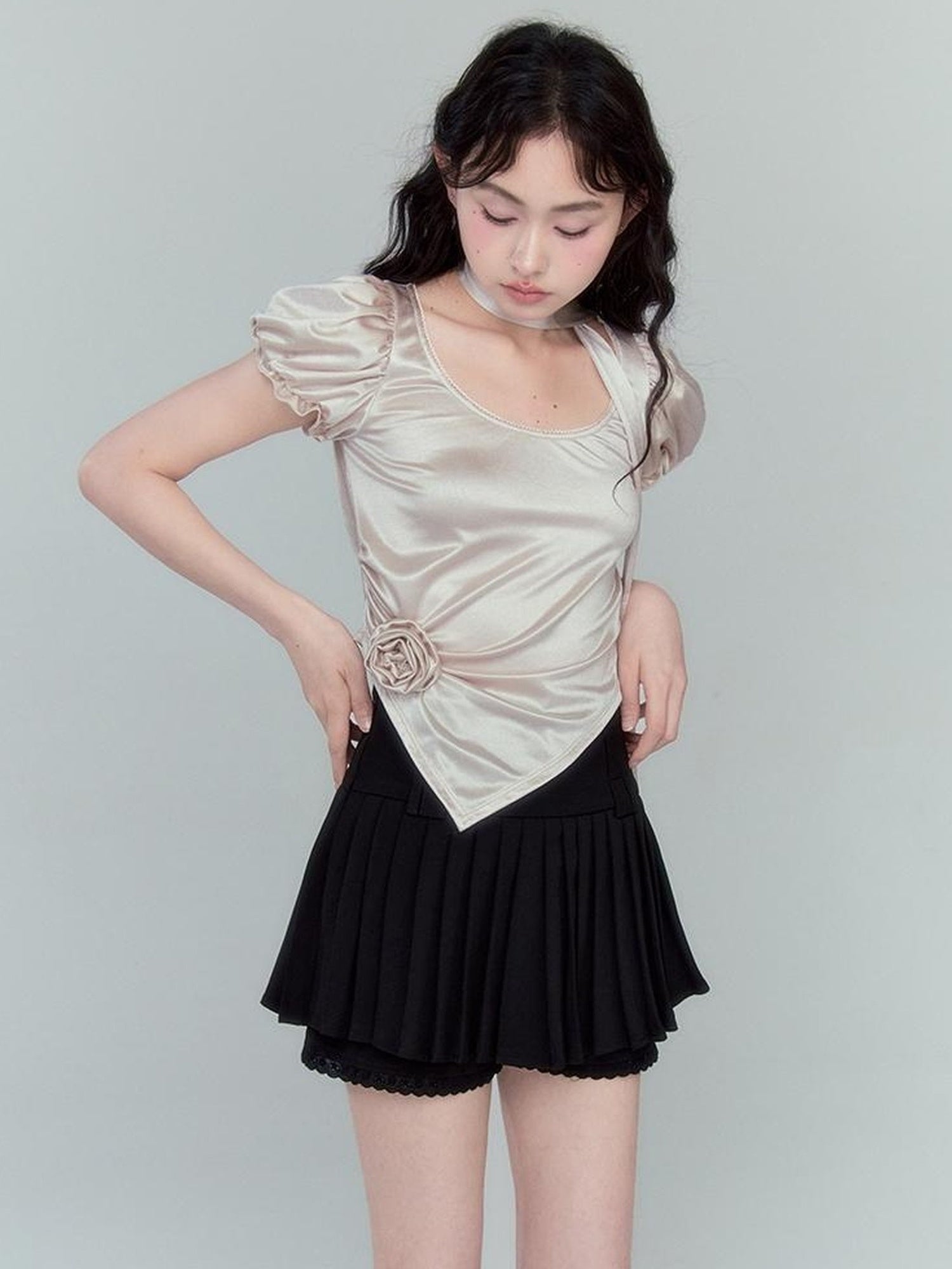 DIDDI MODA Silky Bloom Sleeve Top