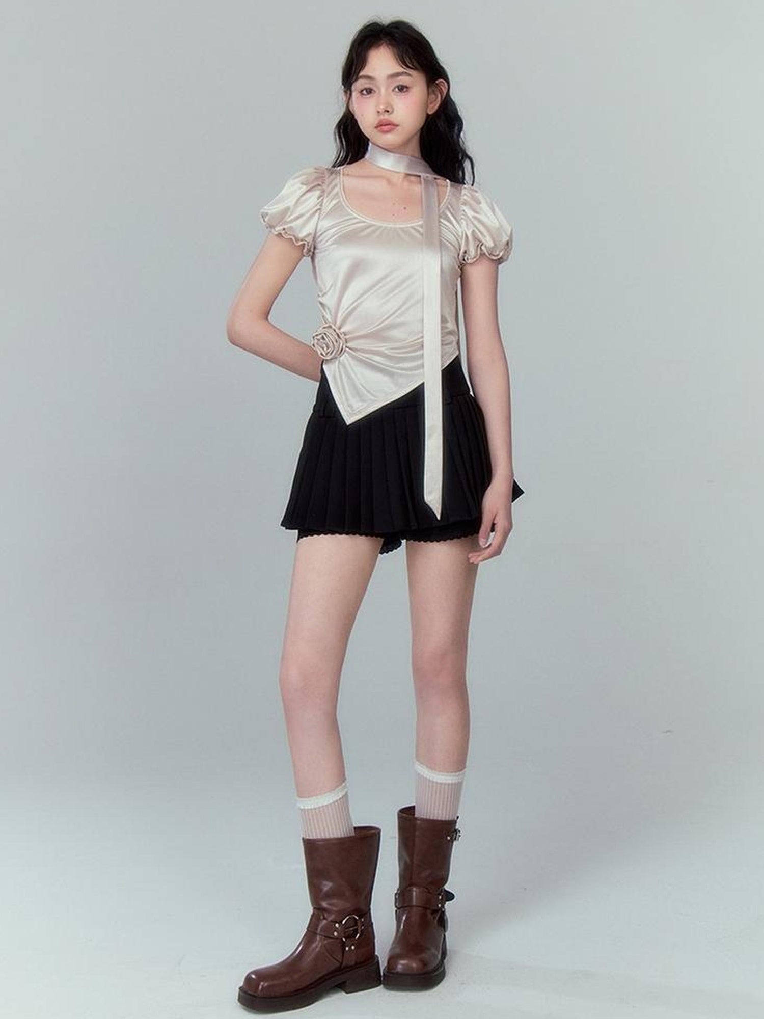 DIDDI MODA Silky Bloom Sleeve Top