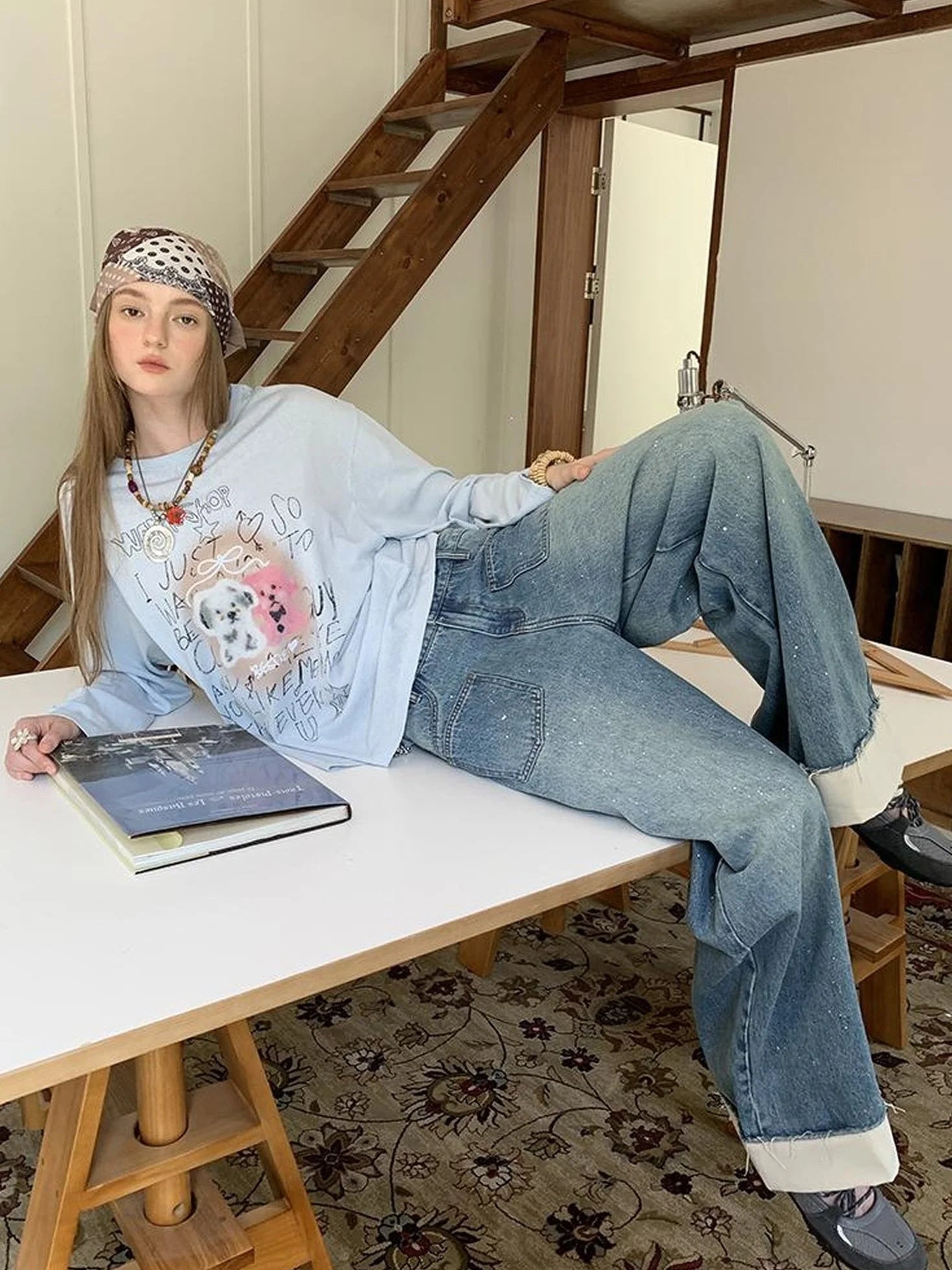 Silver Frayed Hem Straight Jeans