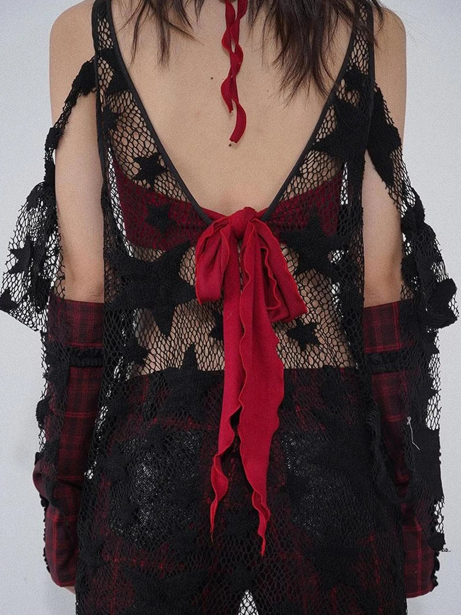 Silver Lang Ruins Strapless Maxi Dress With Star Mesh Top