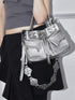 2th Desire Vintage Silver Drawstring Bucket Crossbody Bag