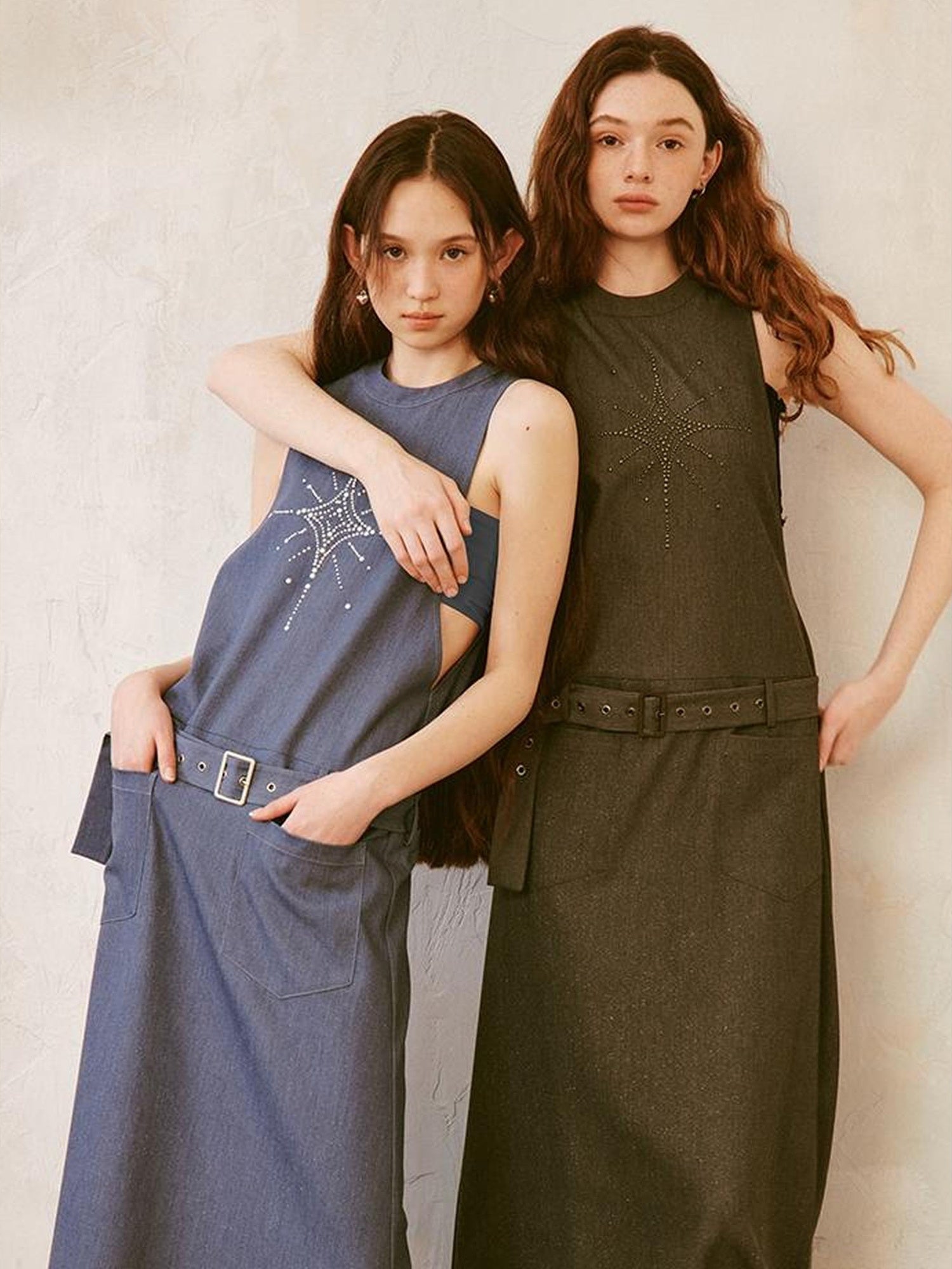 DIDDI MODA Silver Starry Halter Maxi Dress With Metallic Studs