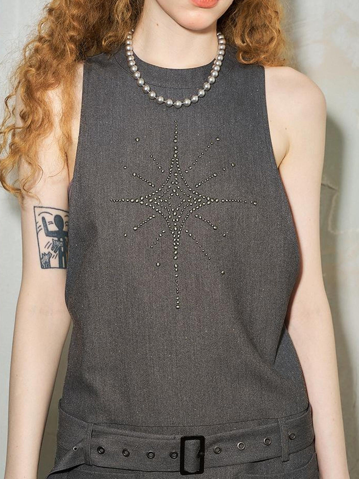 DIDDI MODA Silver Starry Halter Maxi Dress With Metallic Studs