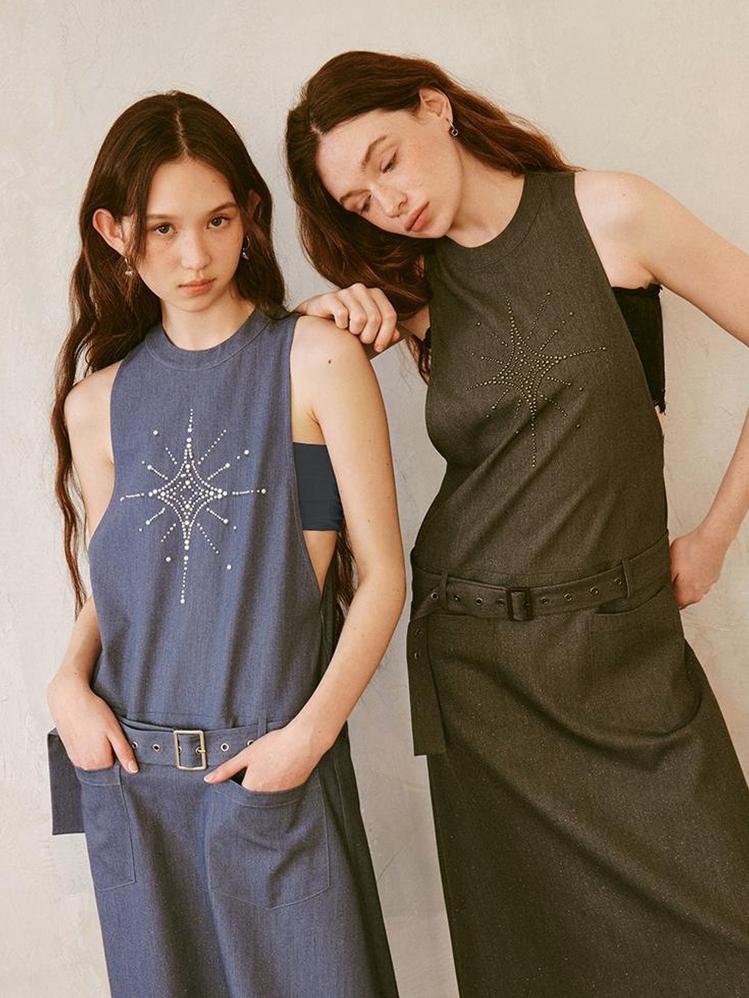 DIDDI MODA Silver Starry Halter Maxi Dress With Metallic Studs