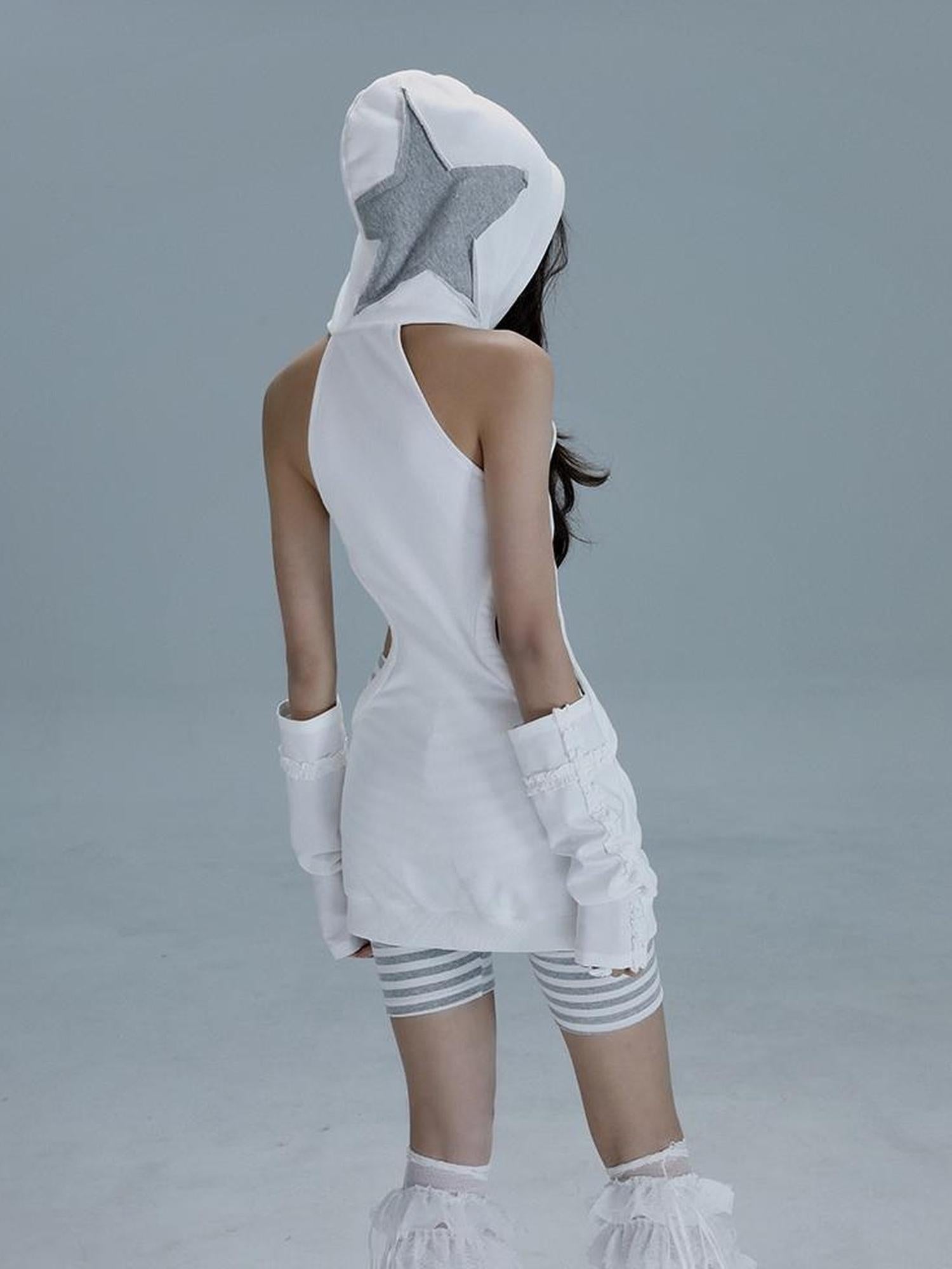 WSW WUSHENWU Sleepy Hollow Punk Cutout Hoodie Dress Set