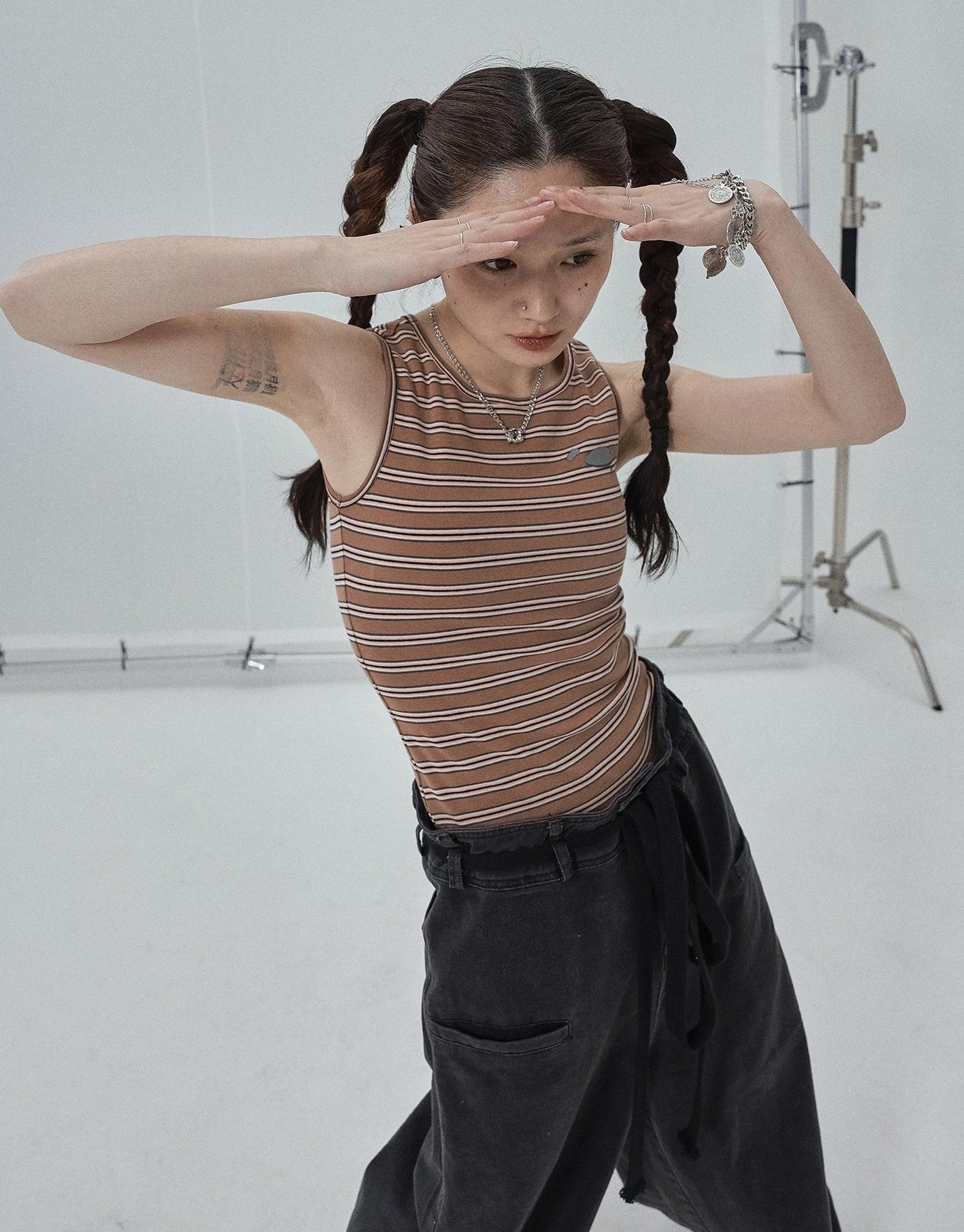 Achihara Sleeveless Striped Cotton Tank Top For Women Summer Fall Layering Essential
