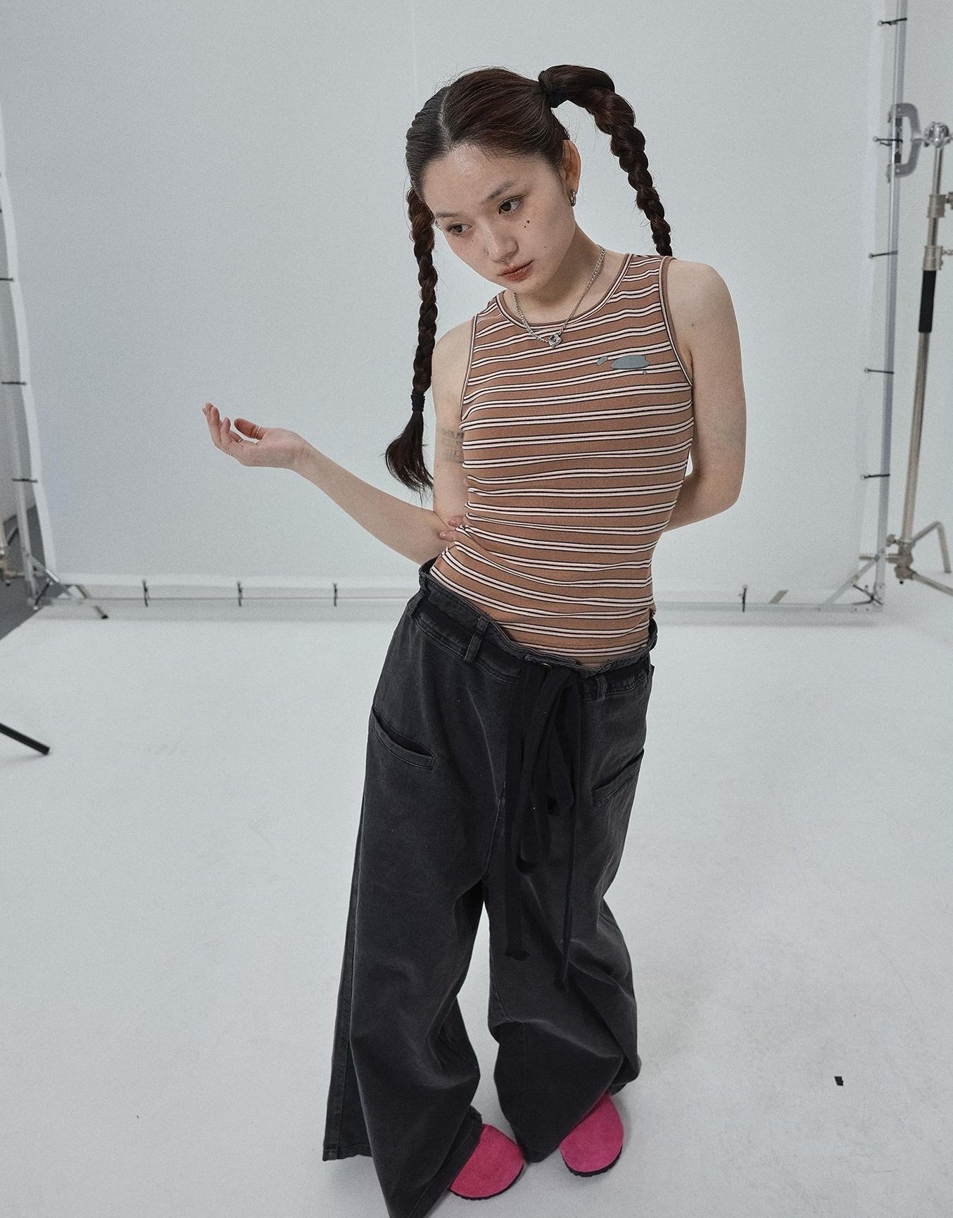Achihara Sleeveless Striped Cotton Tank Top For Women Summer Fall Layering Essential
