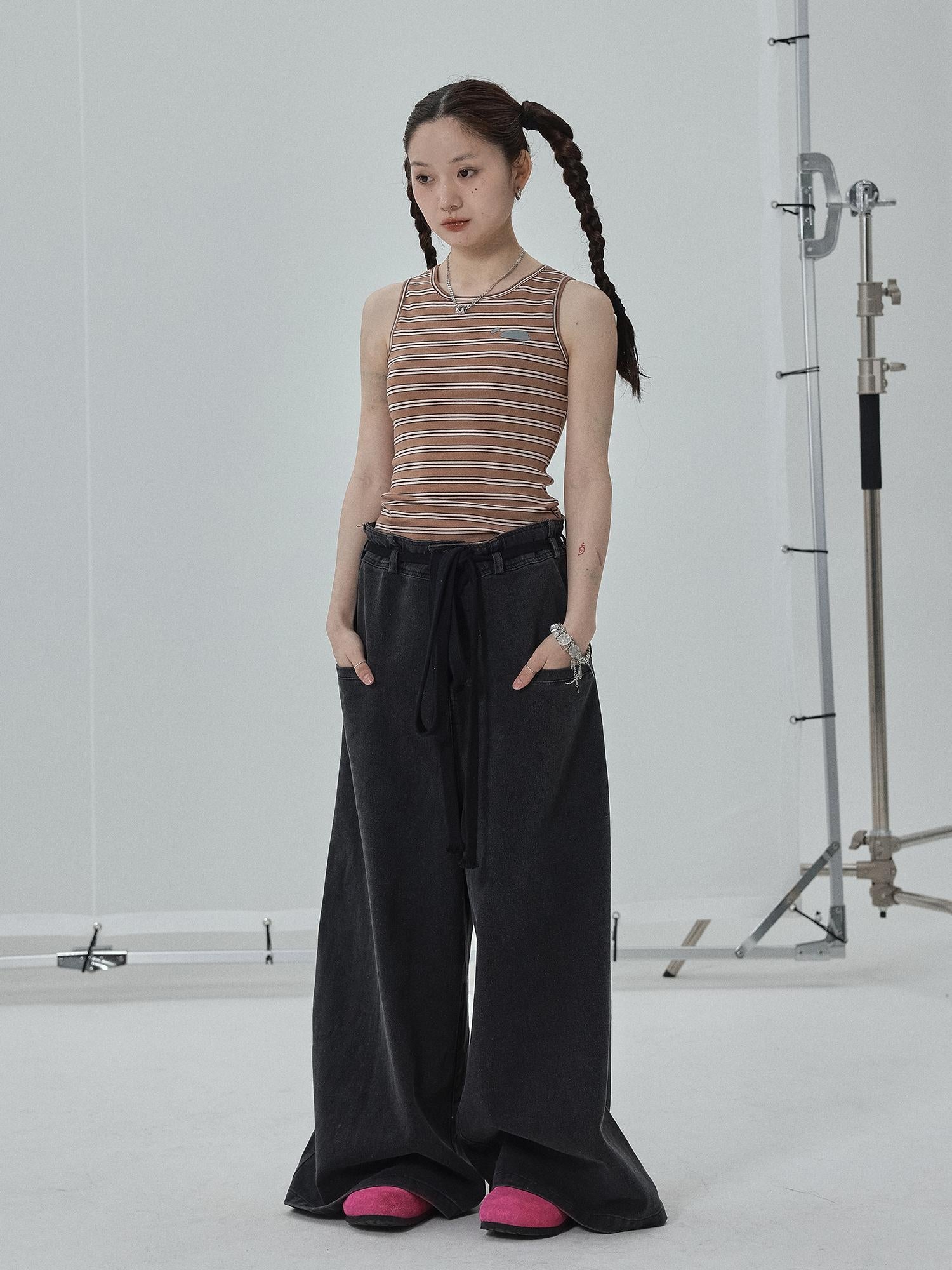 Achihara Sleeveless Striped Cotton Tank Top For Women Summer Fall Layering Essential