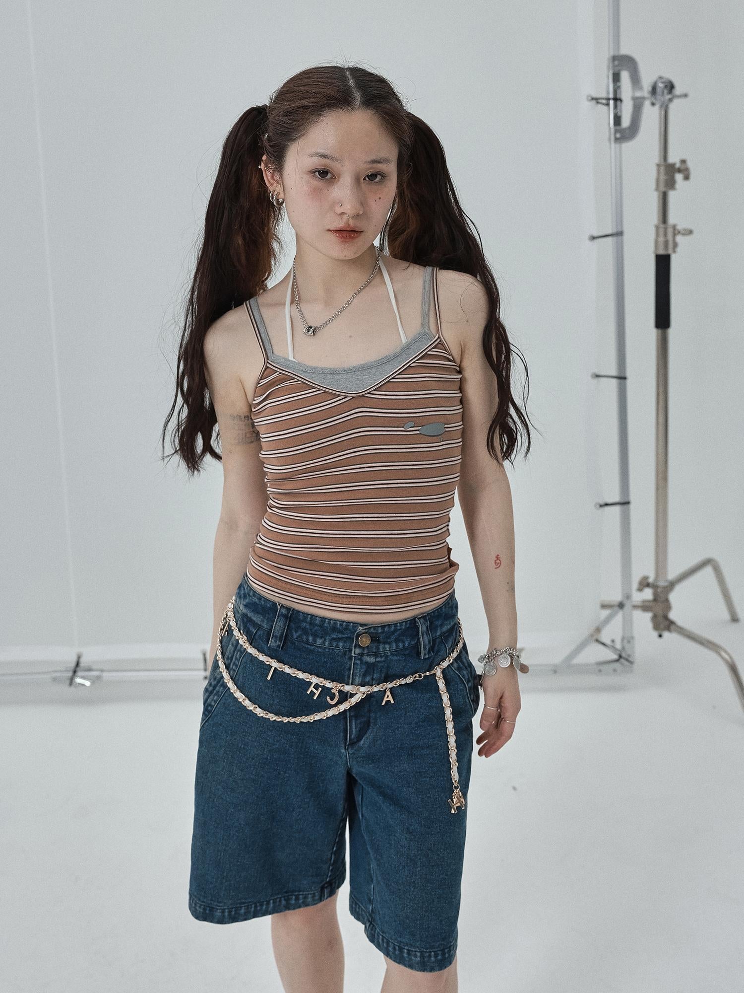 Achihara Sleeveless Striped Cotton Tank Top For Women Summer Fall Layering Essential