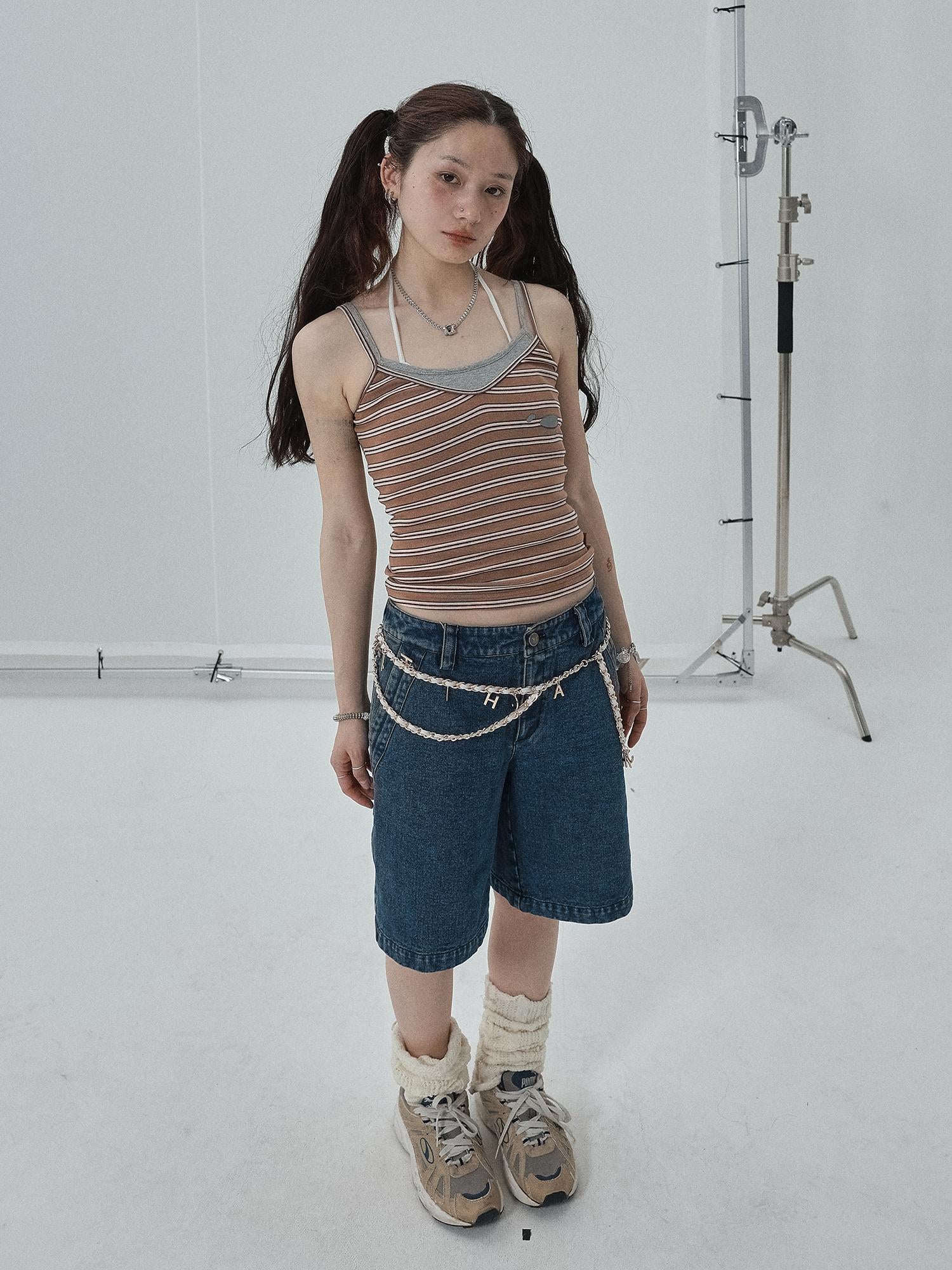 Achihara Sleeveless Striped Cotton Tank Top For Women Summer Fall Layering Essential