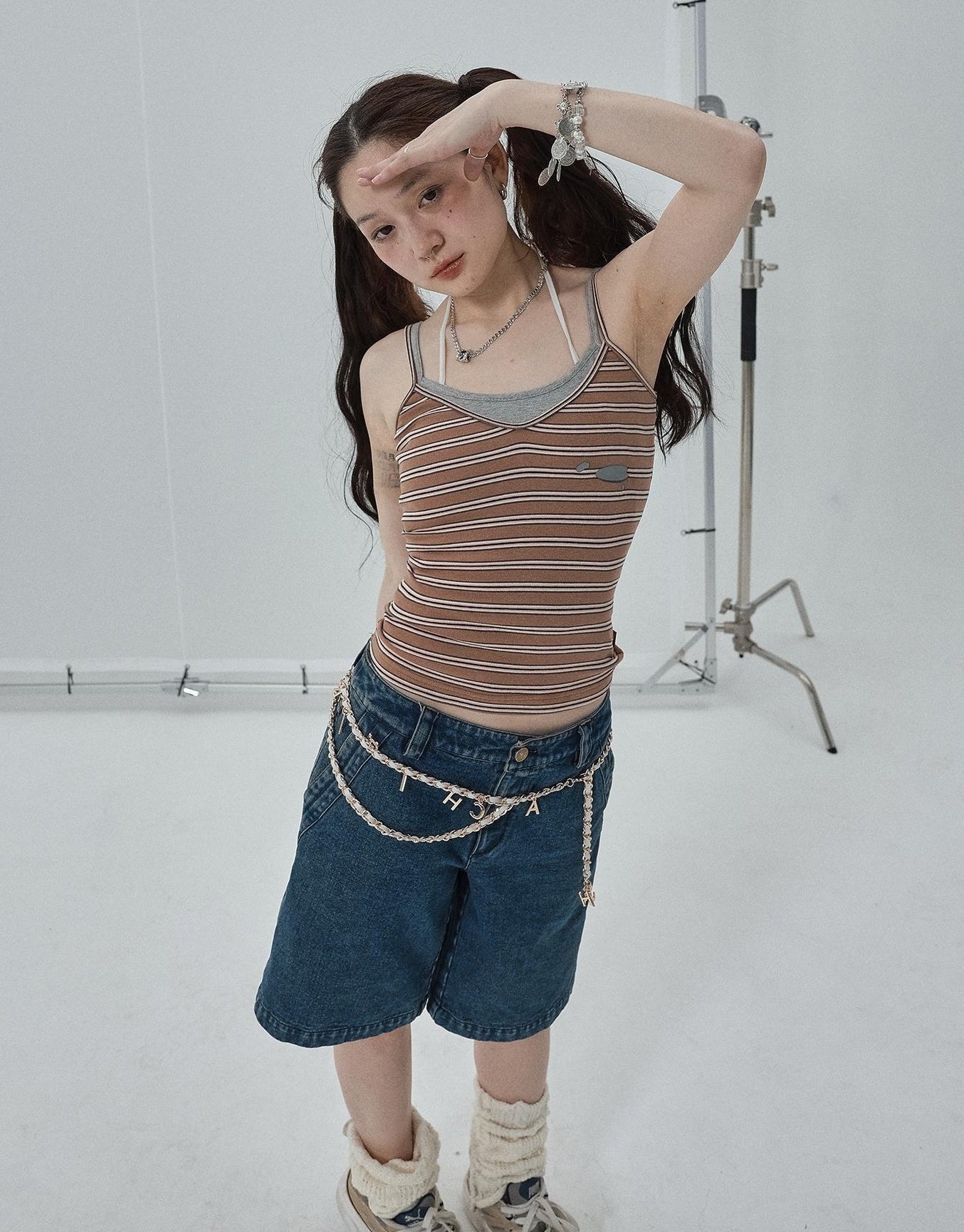 Achihara Sleeveless Striped Cotton Tank Top For Women Summer Fall Layering Essential