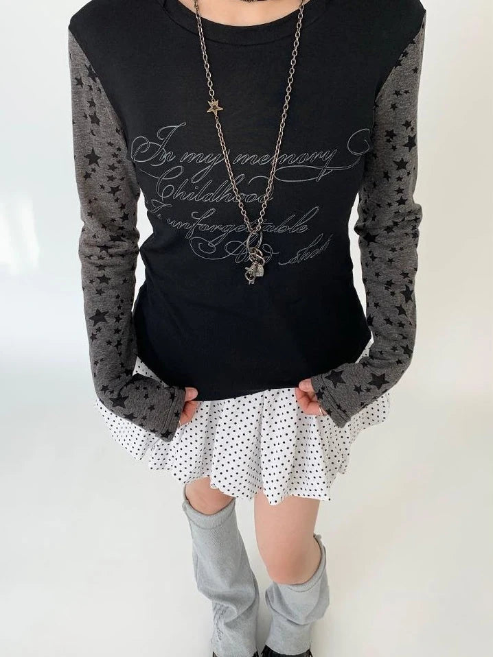 Slim Fit Hooded Round Neck Printed Patchwork T-Shirt