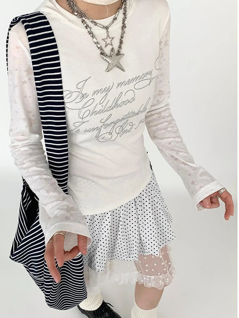 Slim Fit Hooded Round Neck Printed Patchwork T-Shirt