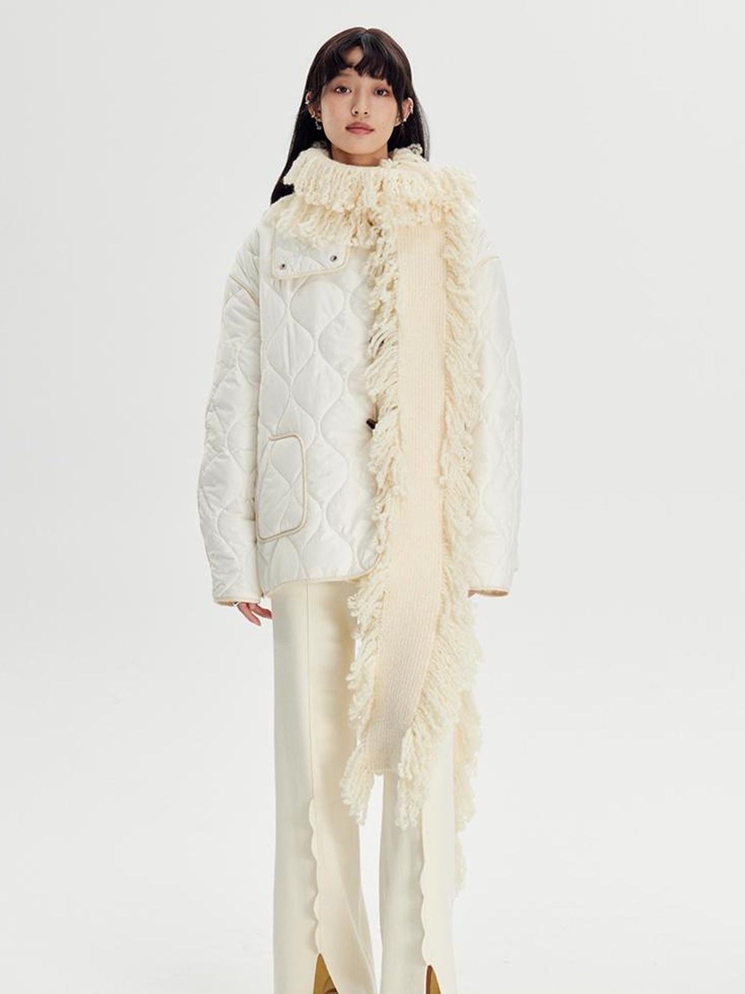 DIDDI MODA Snow Elf Cozy Fringe Hat Scarf Set