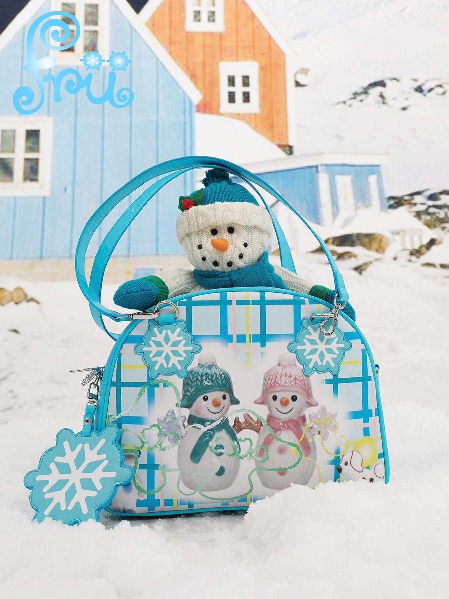 Frufru Gulu Snowman Print Pu Crossbody Bag Winter Edition