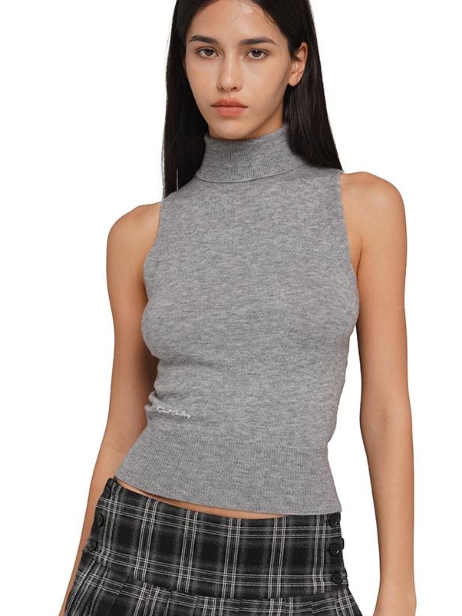SweetChilling Soft Knit Sleeveless High-Neck Crop Top & Cardigan Set Sweaters