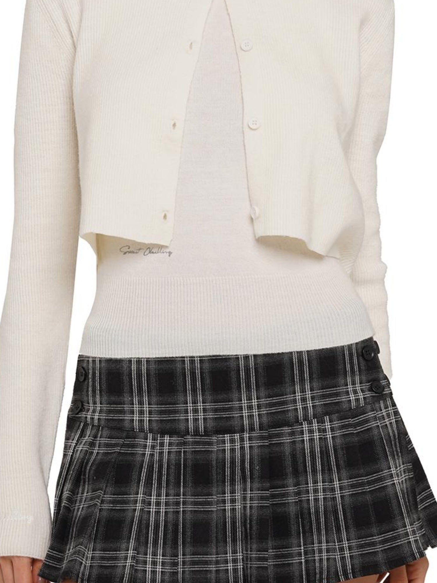 SweetChilling Soft Knit Sleeveless High-Neck Crop Top & Cardigan Set Sweaters