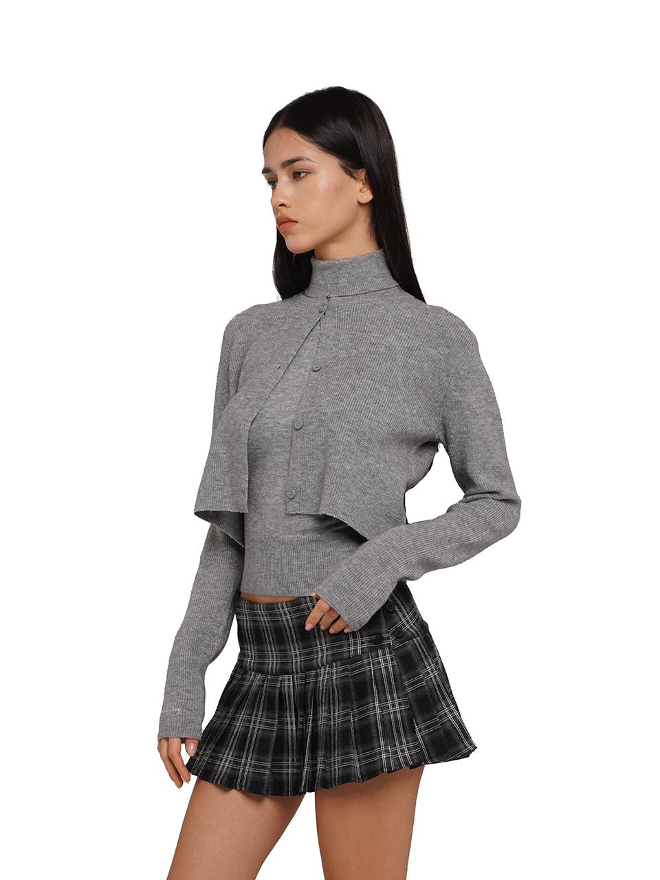 SweetChilling Soft Knit Sleeveless High-Neck Crop Top & Cardigan Set Sweaters