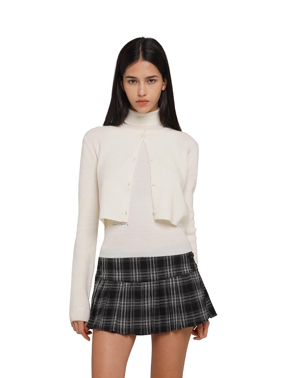 SweetChilling Soft Knit Sleeveless High-Neck Crop Top & Cardigan Set Sweaters