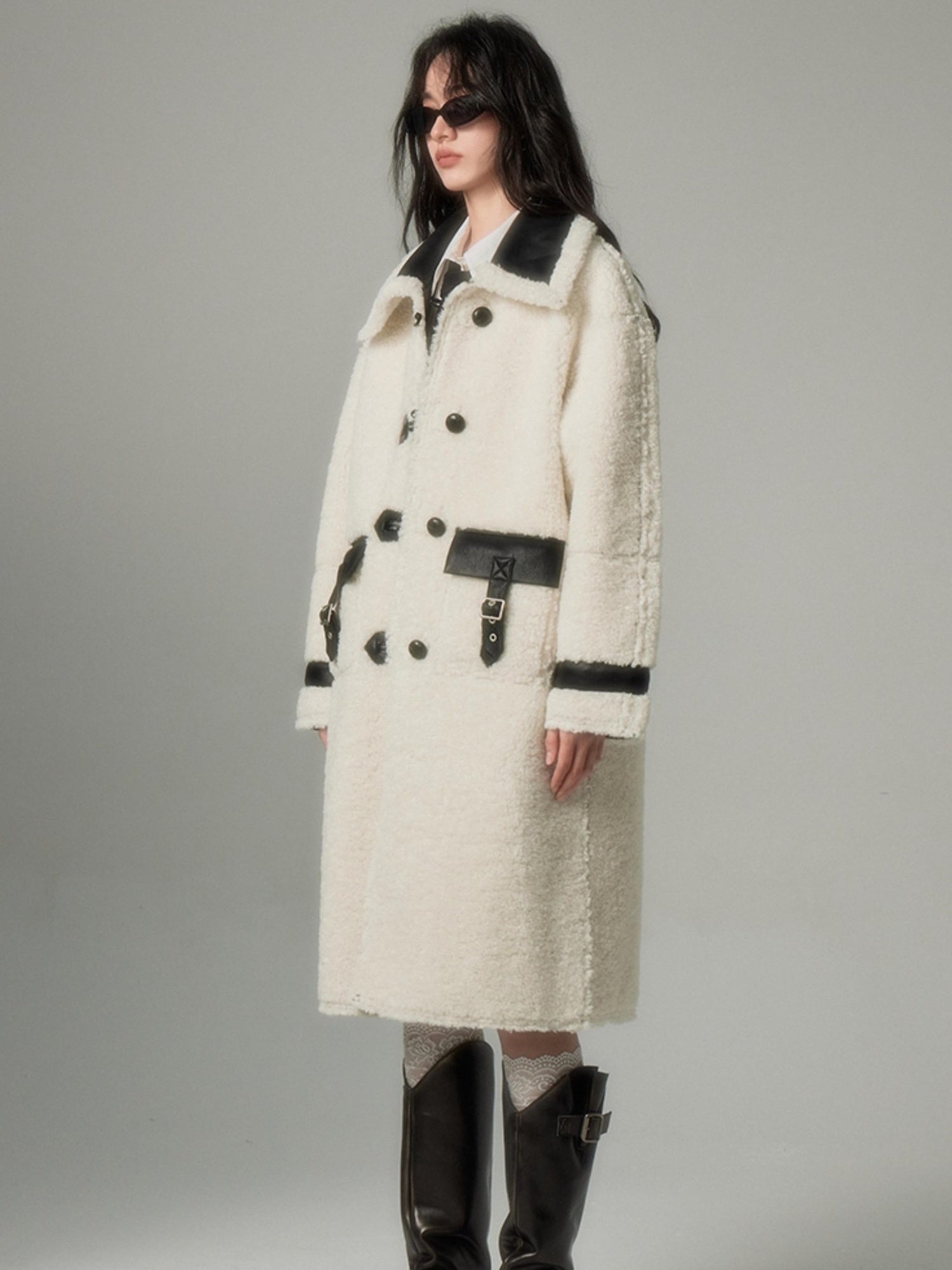DIDDI MODA Soft Lamb Fur Leather Reversible Coat