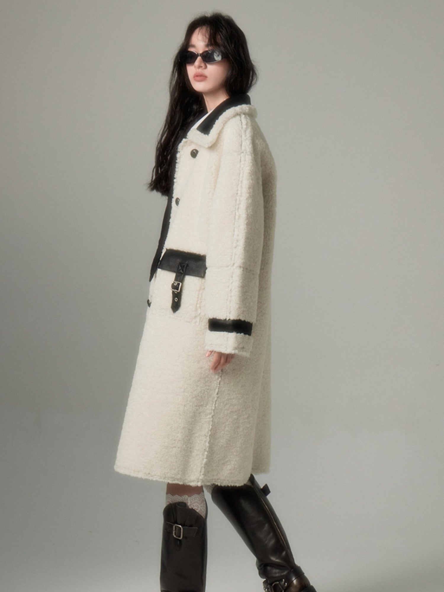 DIDDI MODA Soft Lamb Fur Leather Reversible Coat