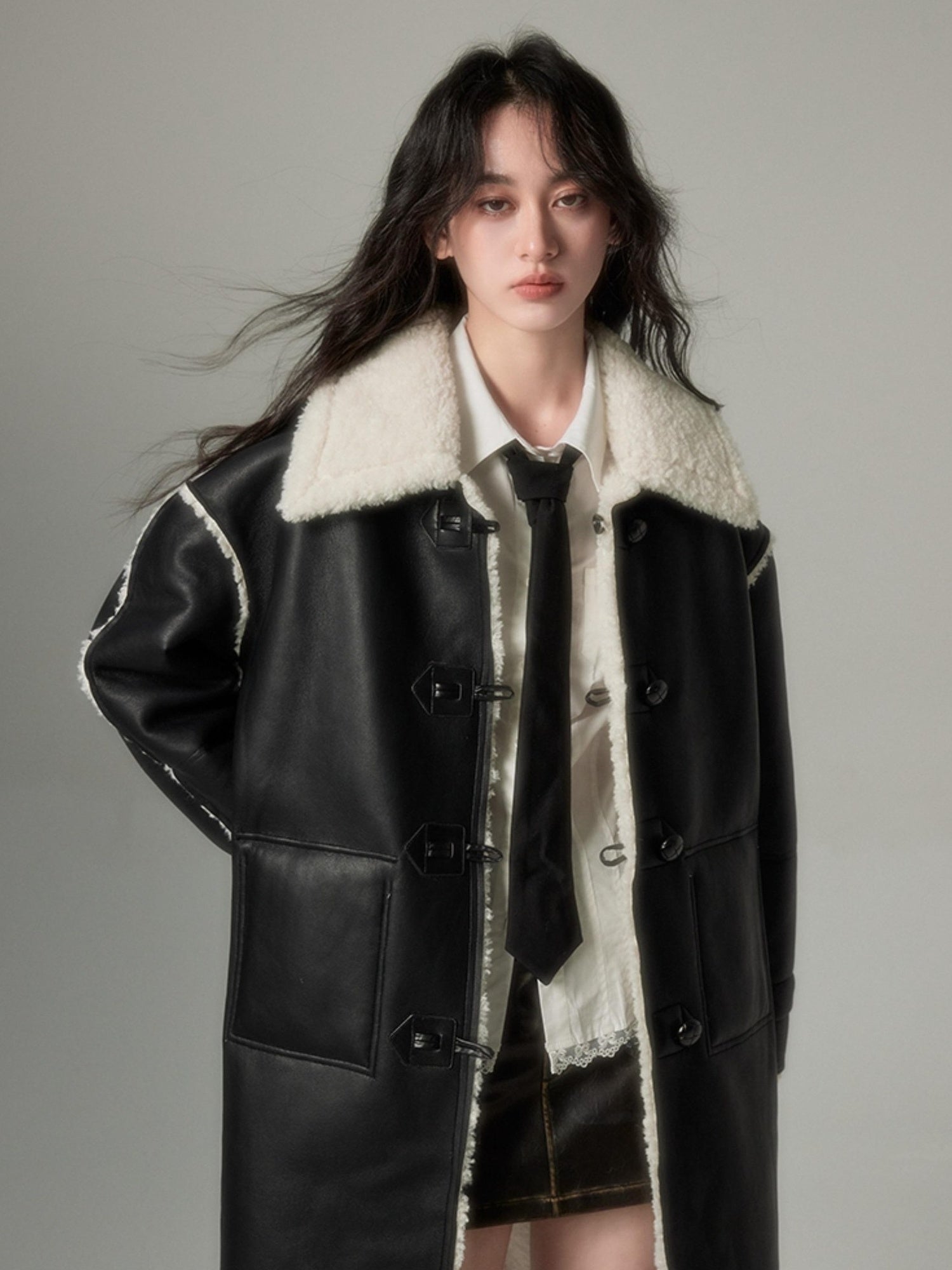 DIDDI MODA Soft Lamb Fur Leather Reversible Coat