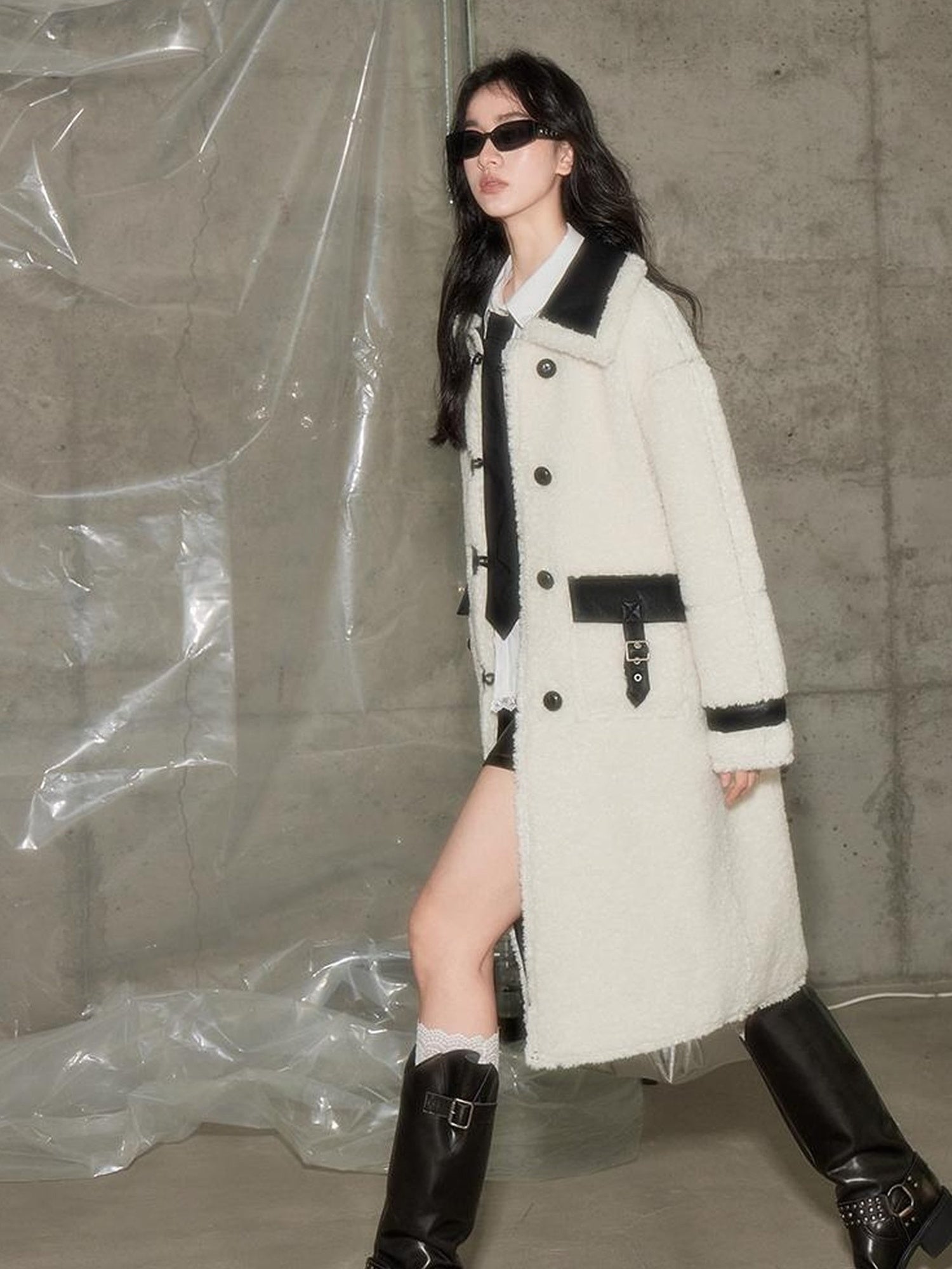 DIDDI MODA Soft Lamb Fur Leather Reversible Coat