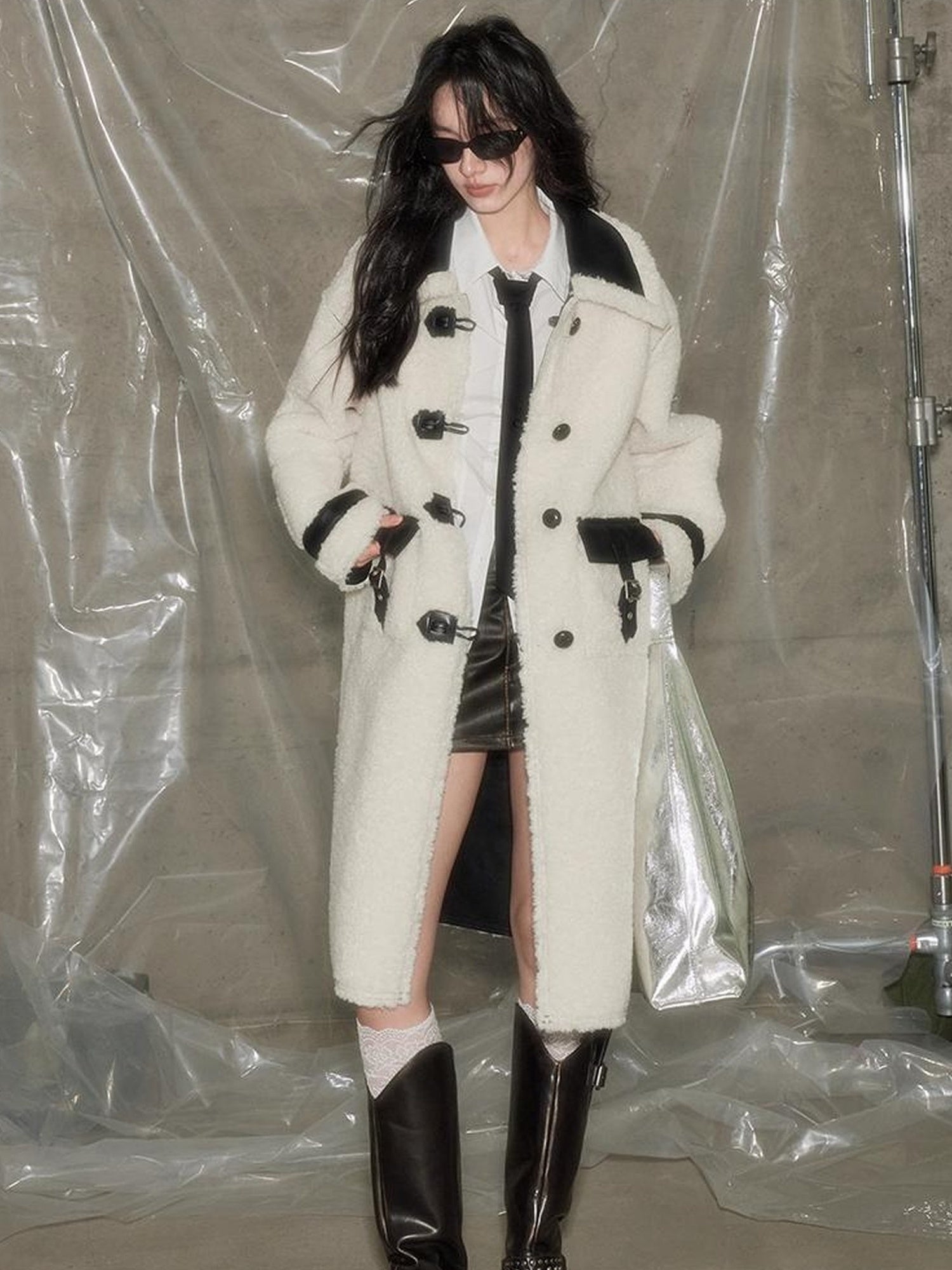 DIDDI MODA Soft Lamb Fur Leather Reversible Coat