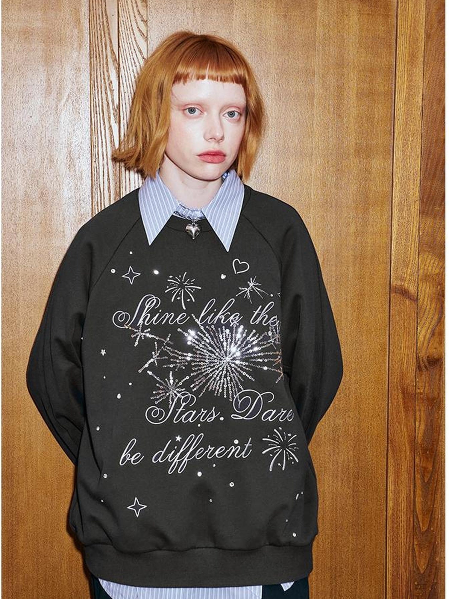 DIDDI MODA Sparkling Firework Embroidered Crewneck Sweatshirt