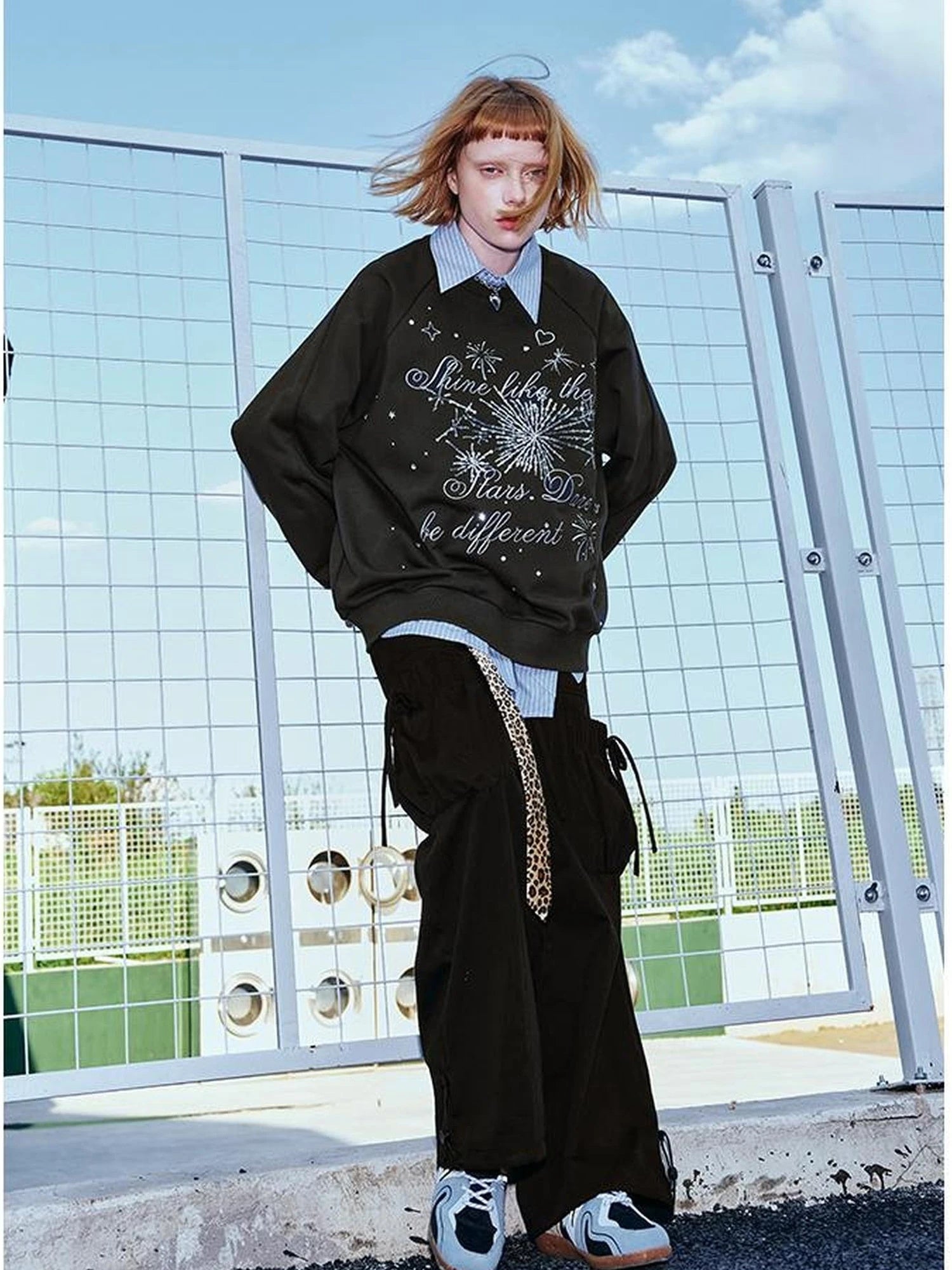 Sparkling Firework Embroidered Crewneck Sweatshirt