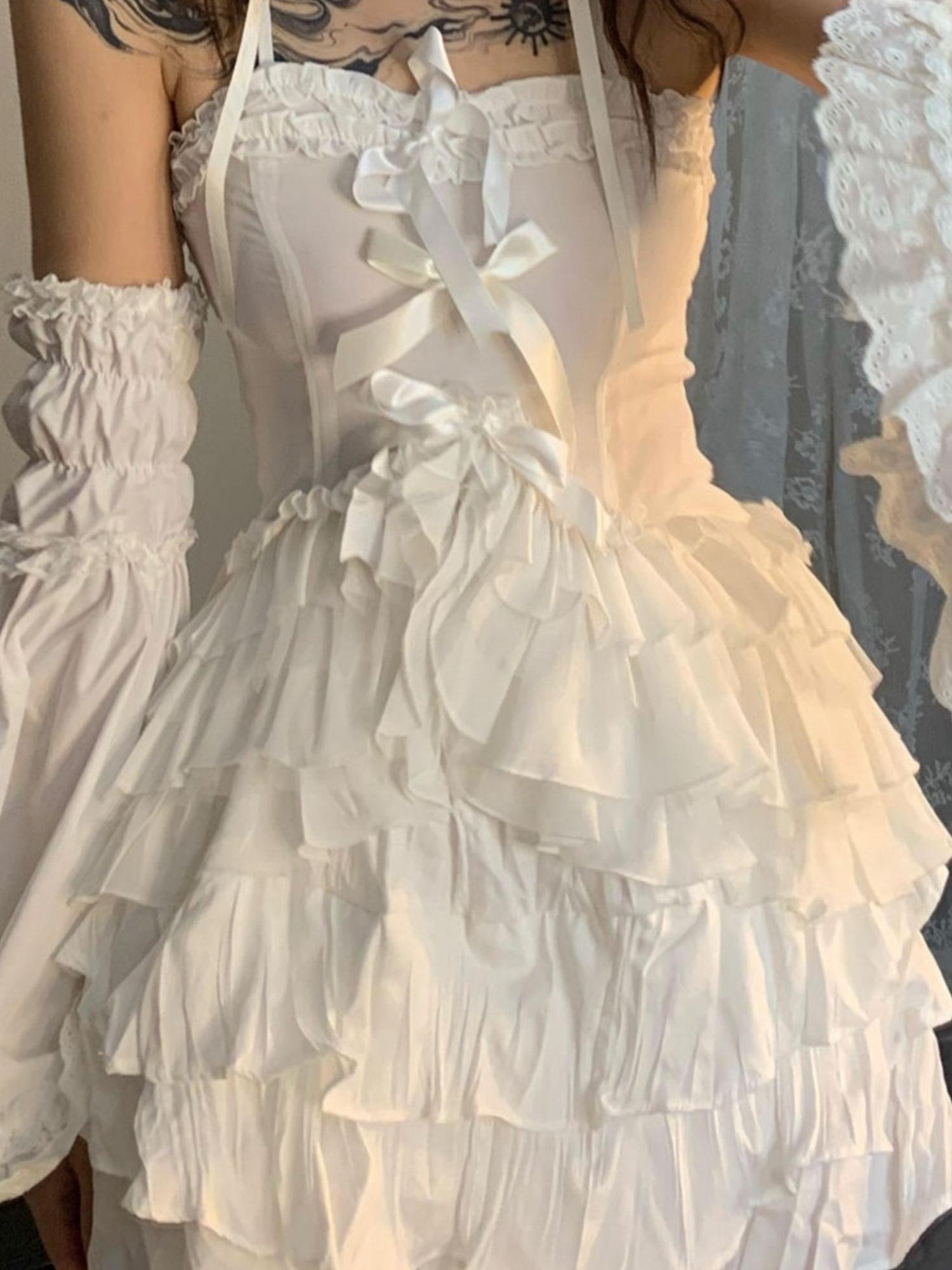 WSW WUSHENWU Spider Web Wave Sleeveless Slit Dress