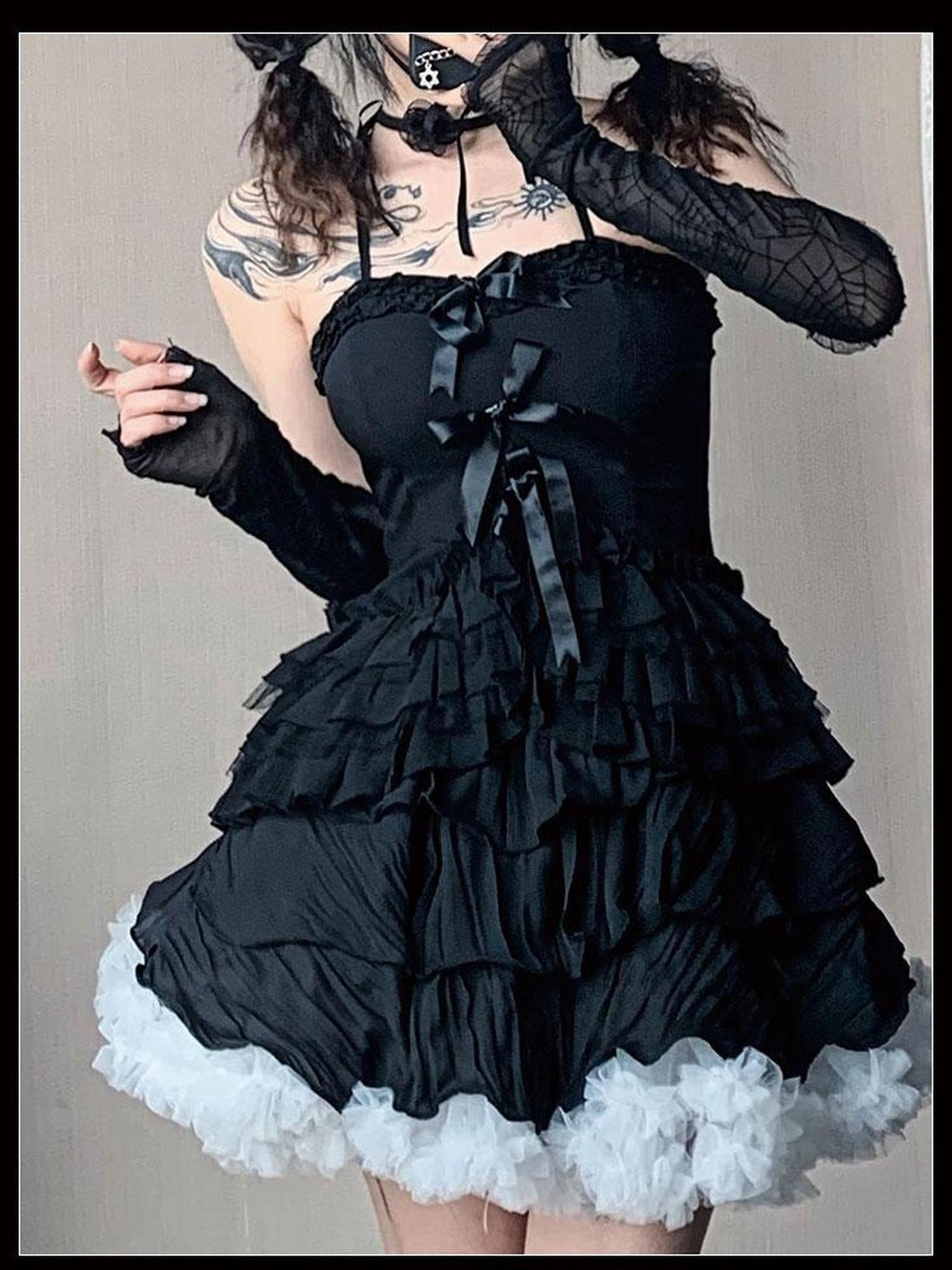 WSW WUSHENWU Spider Web Wave Sleeveless Slit Dress